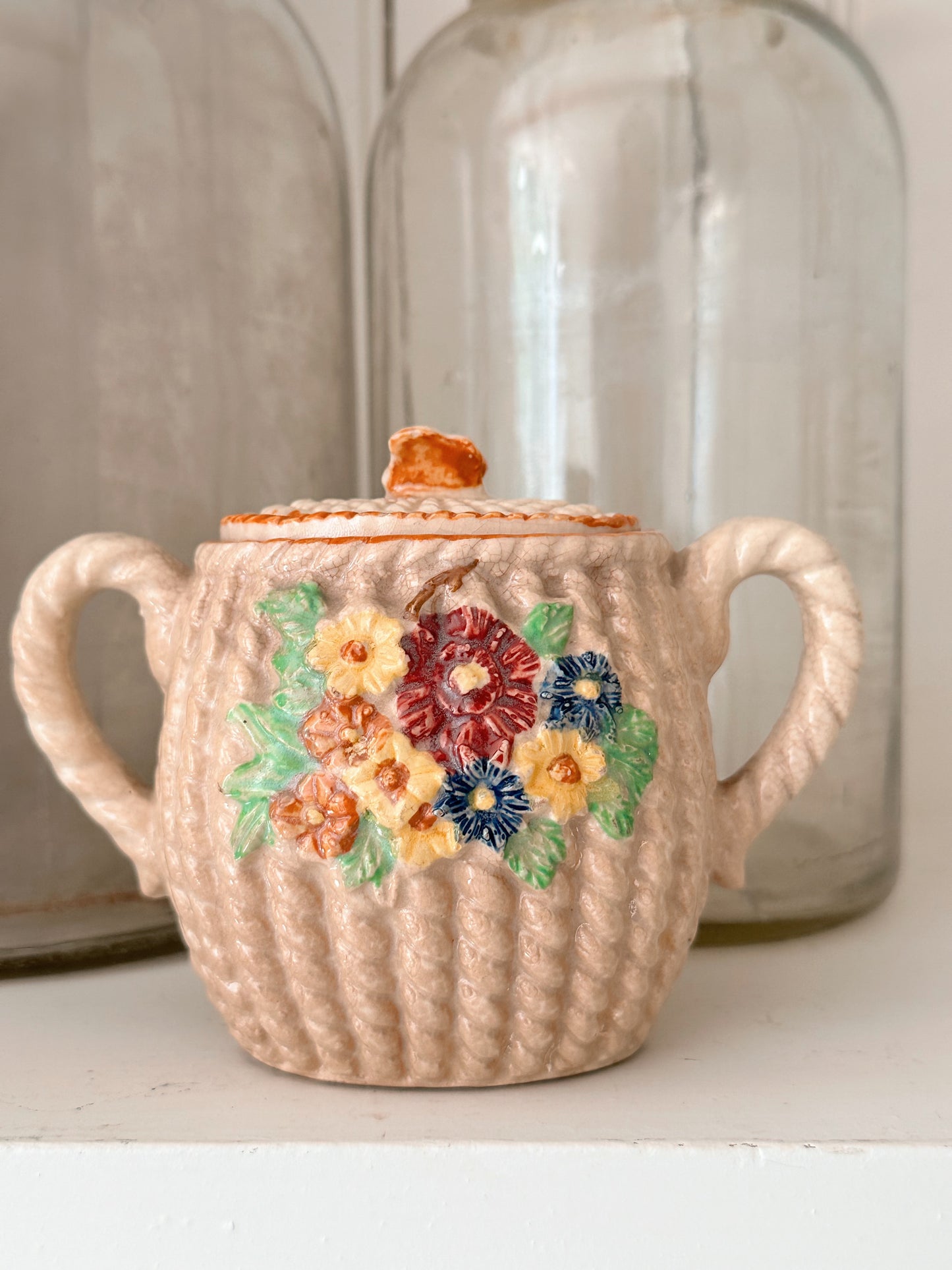 Vintage Basket Weave Sugar Pot