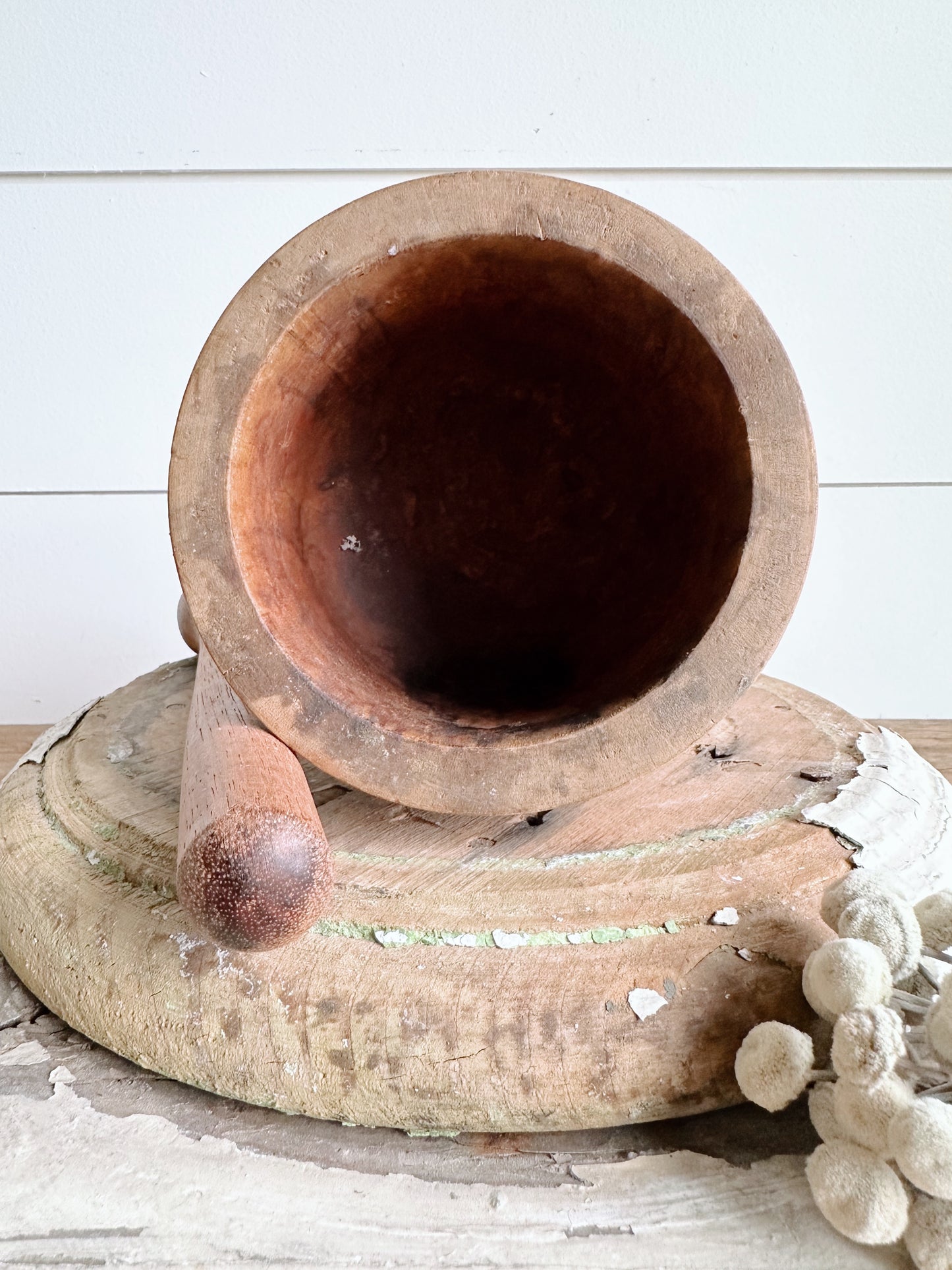 Vintage Wood Mortar and Pestle