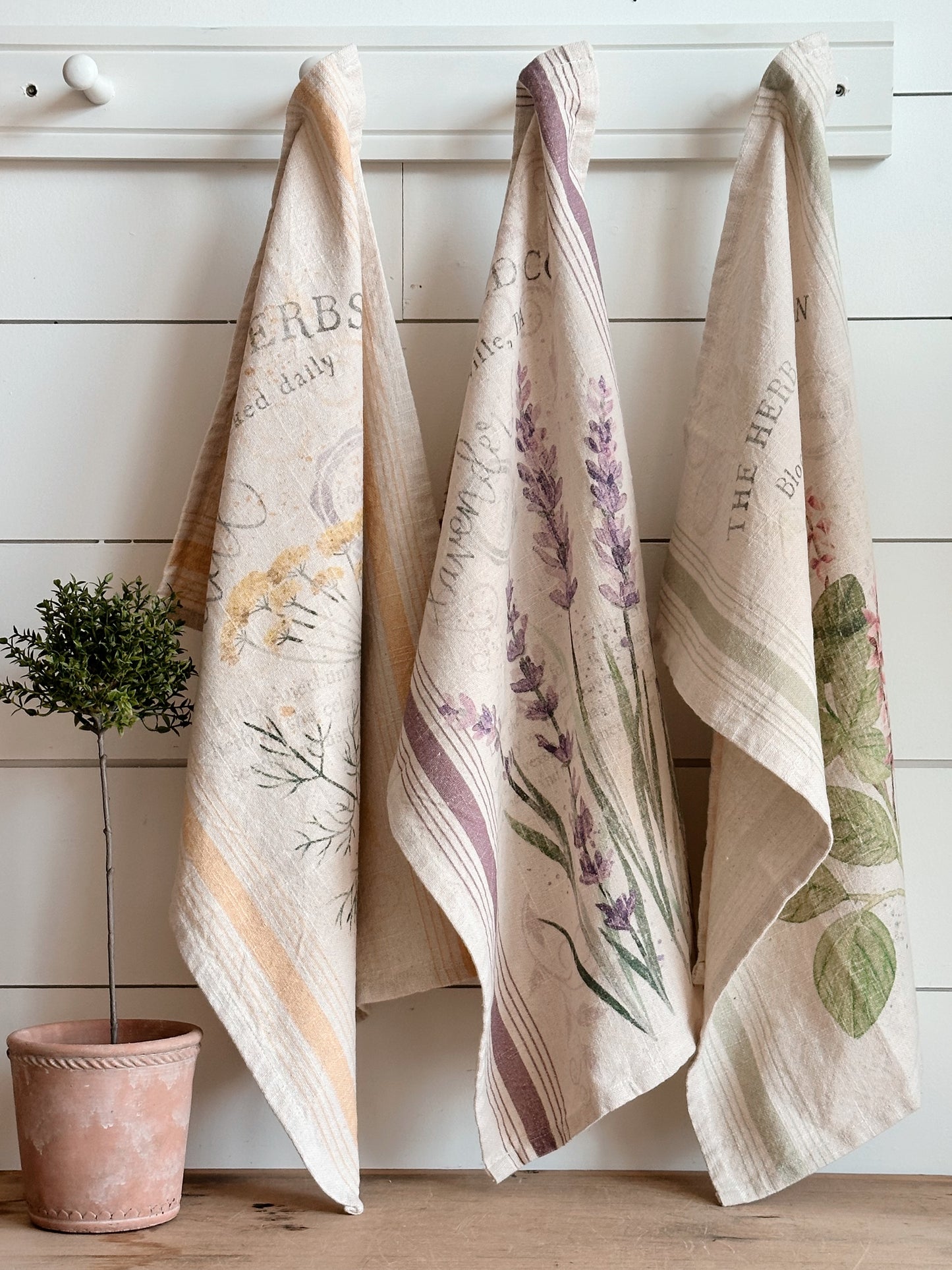 Set of Three Herb Garden Tea Towels