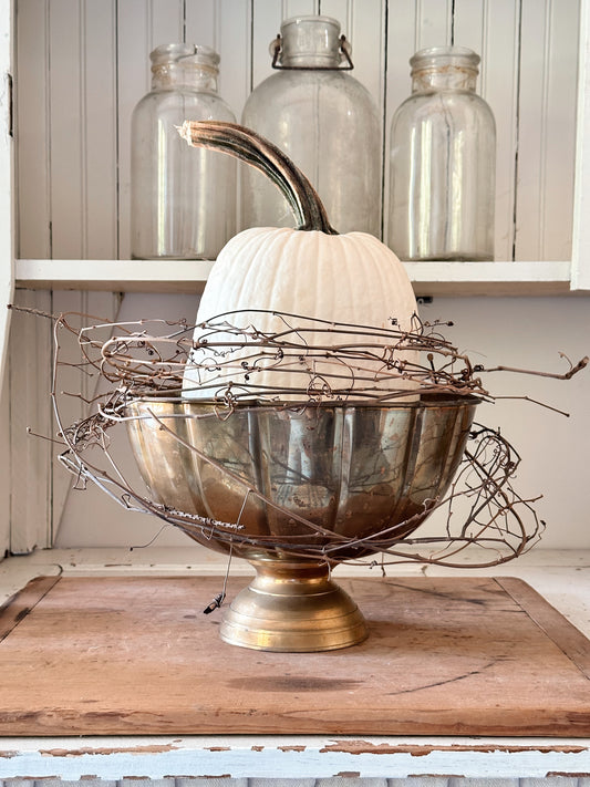 Large Vintage Brass Footed Bowl