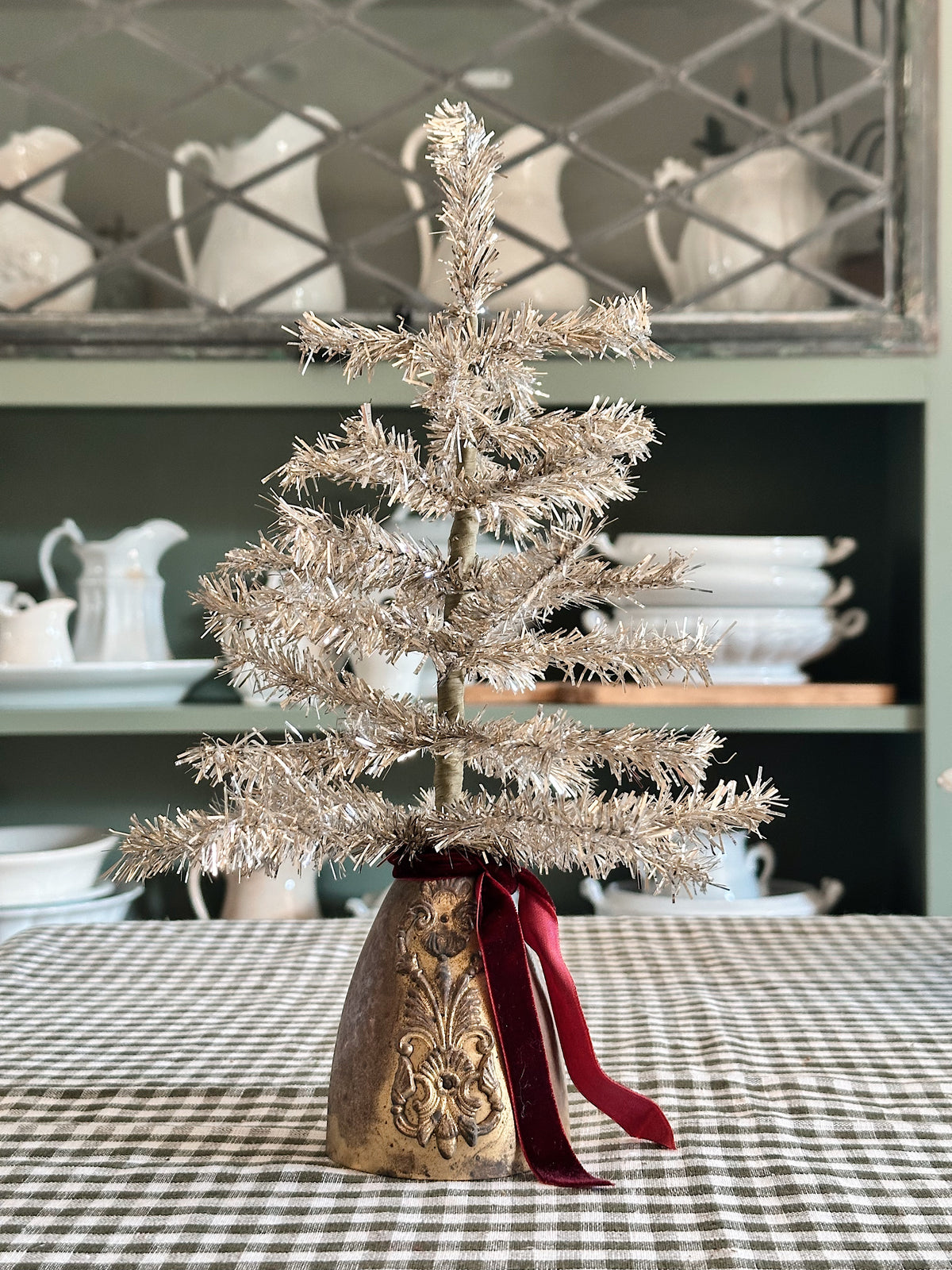 Vintage Lamp Base Tinsel Tree