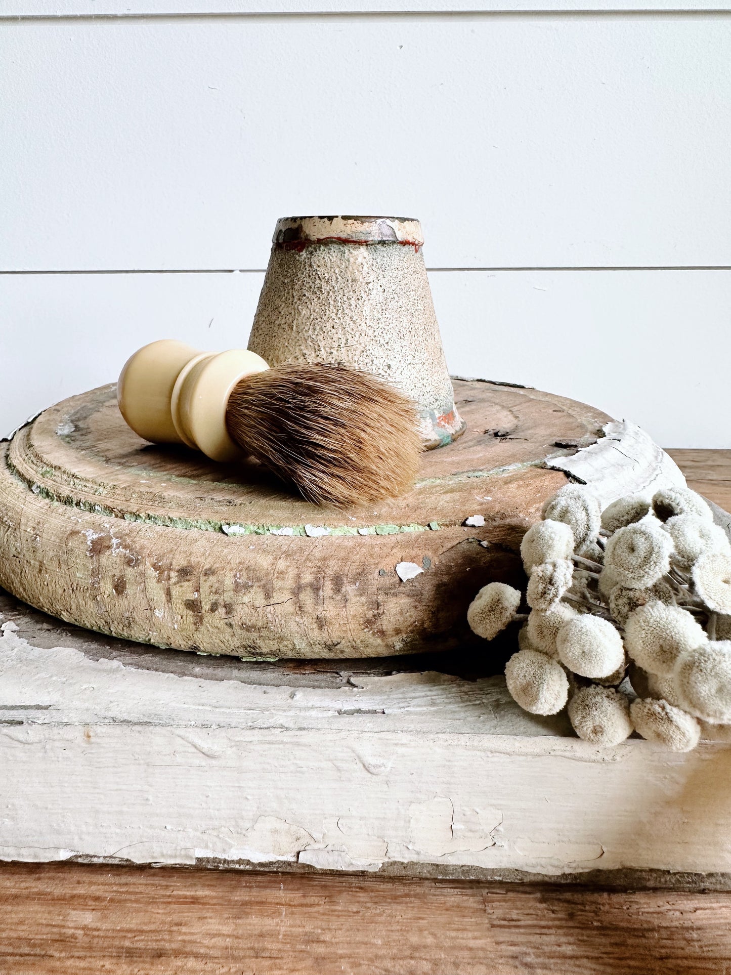 Vintage Shave Brush with Unique Holder