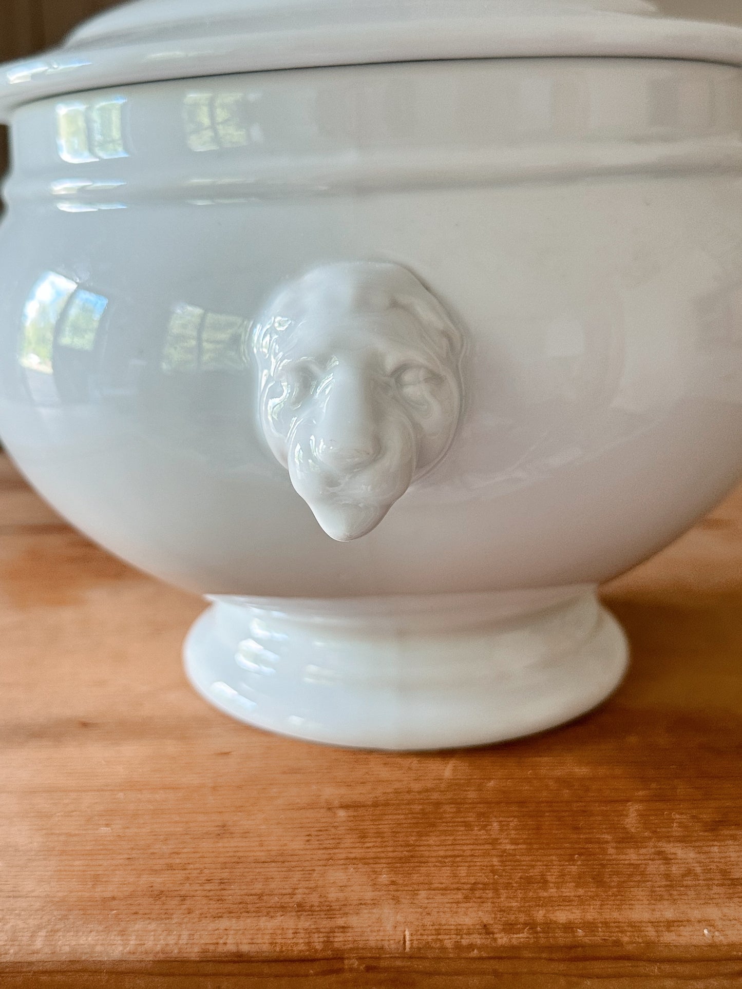 Vintage Porcelain Lion Head Soup Tureen