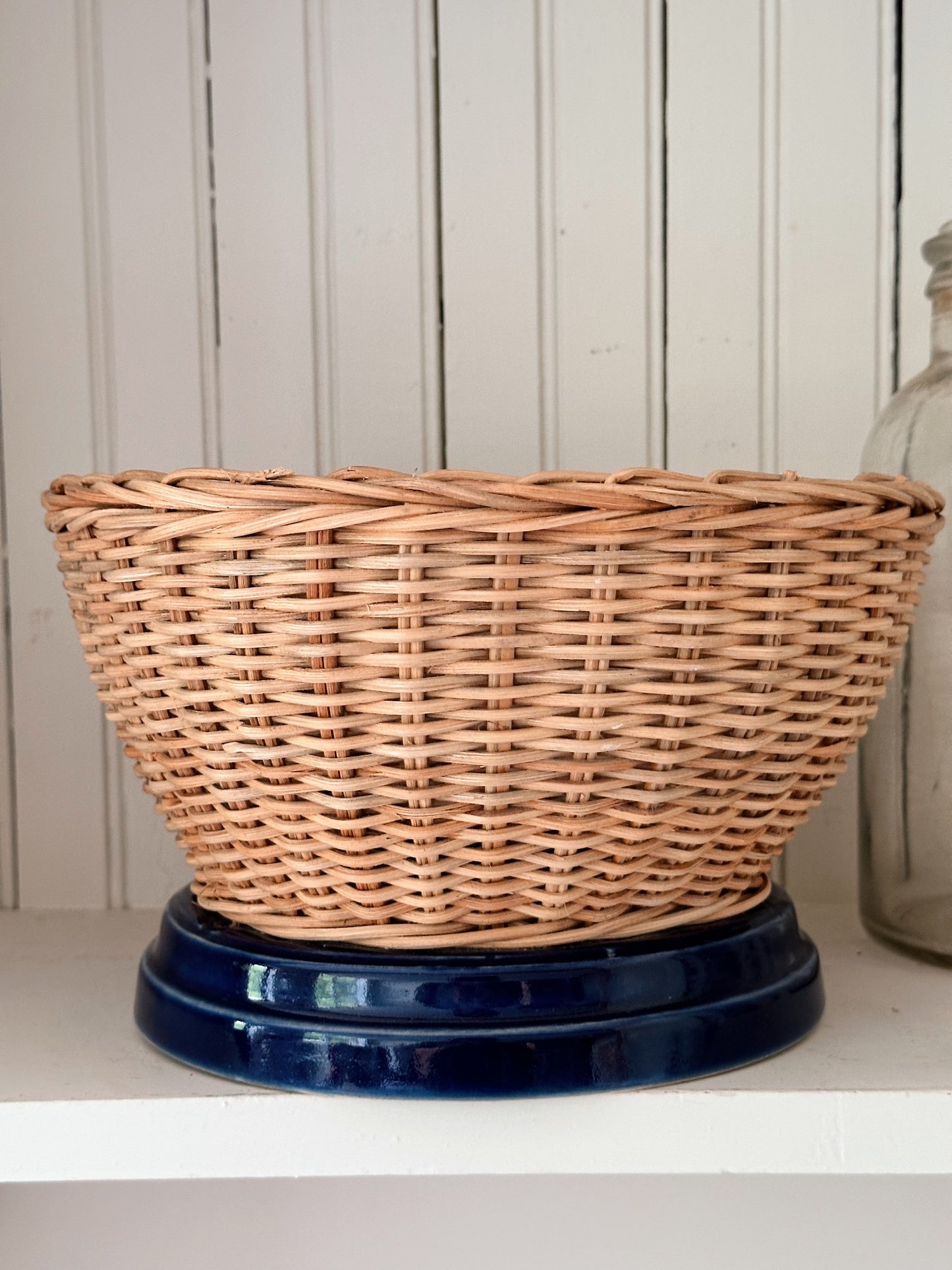 Vintage Basket with Ceramic Base