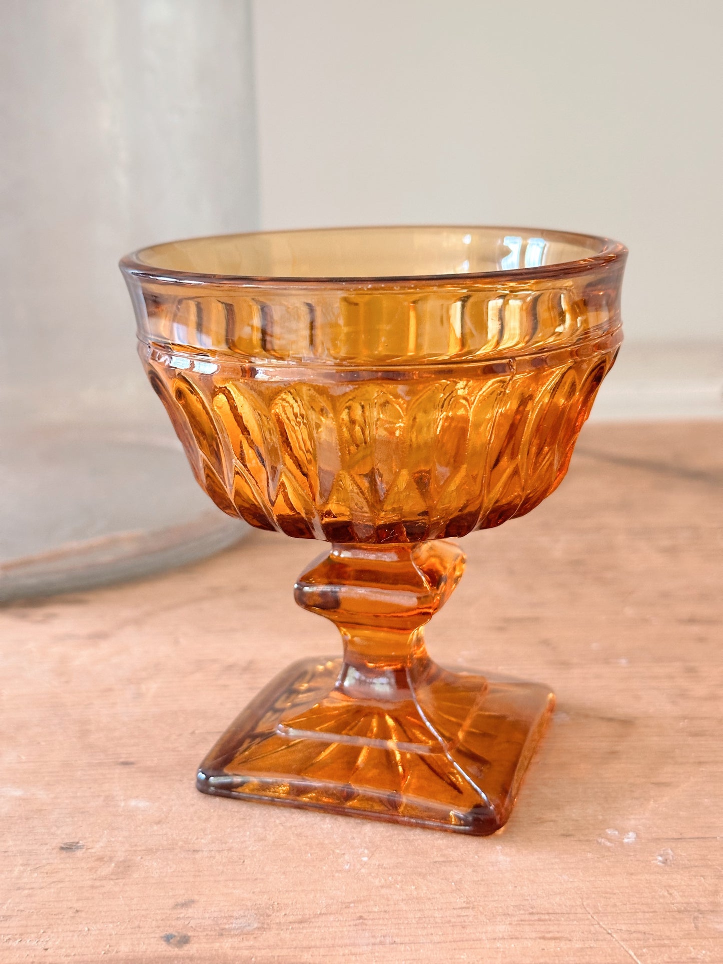 You Choose The Scent Vintage Vessel Candle - Amber Glass Sundae Dish