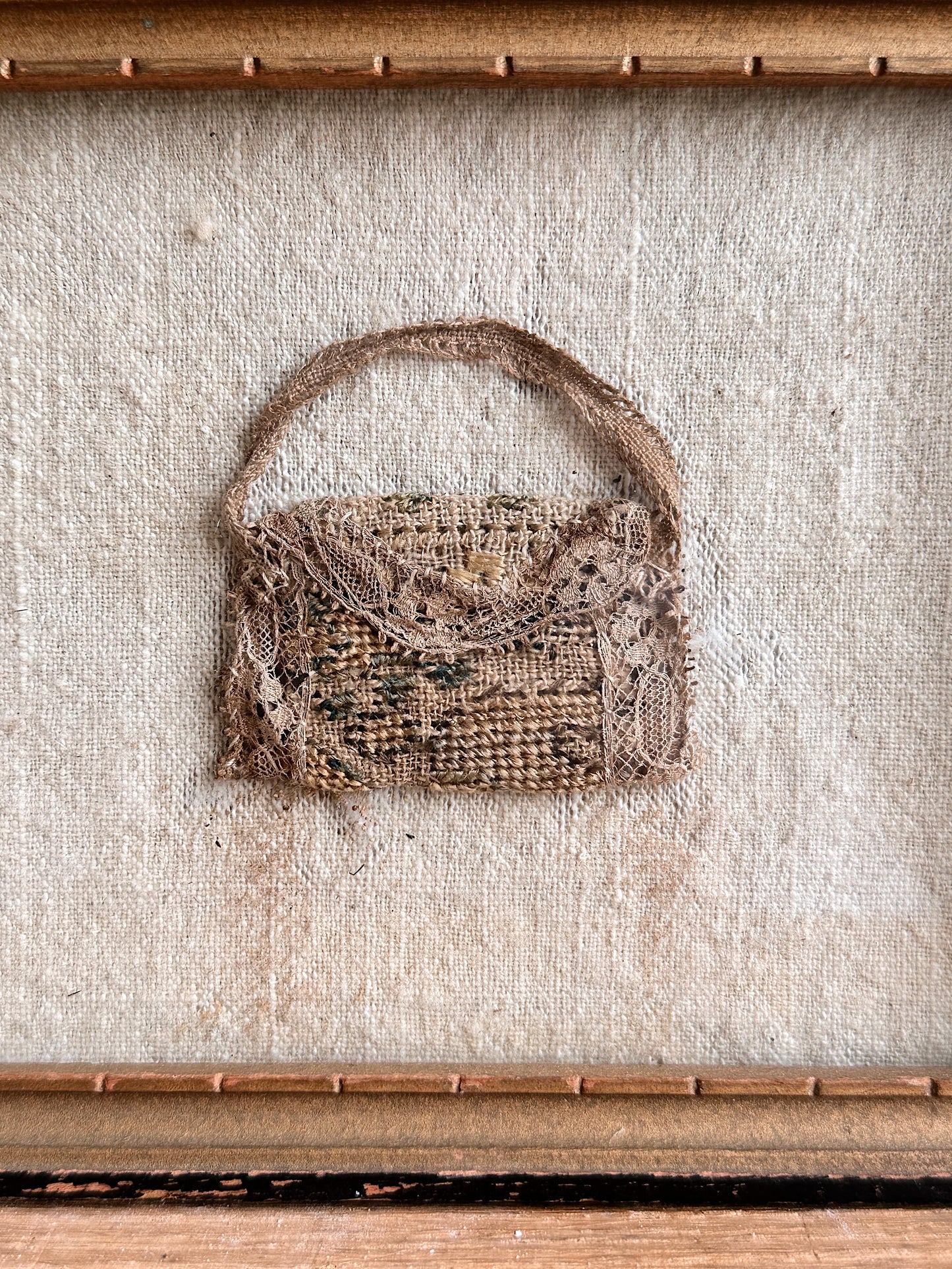 Antique Framed Hand Made Doll Purse