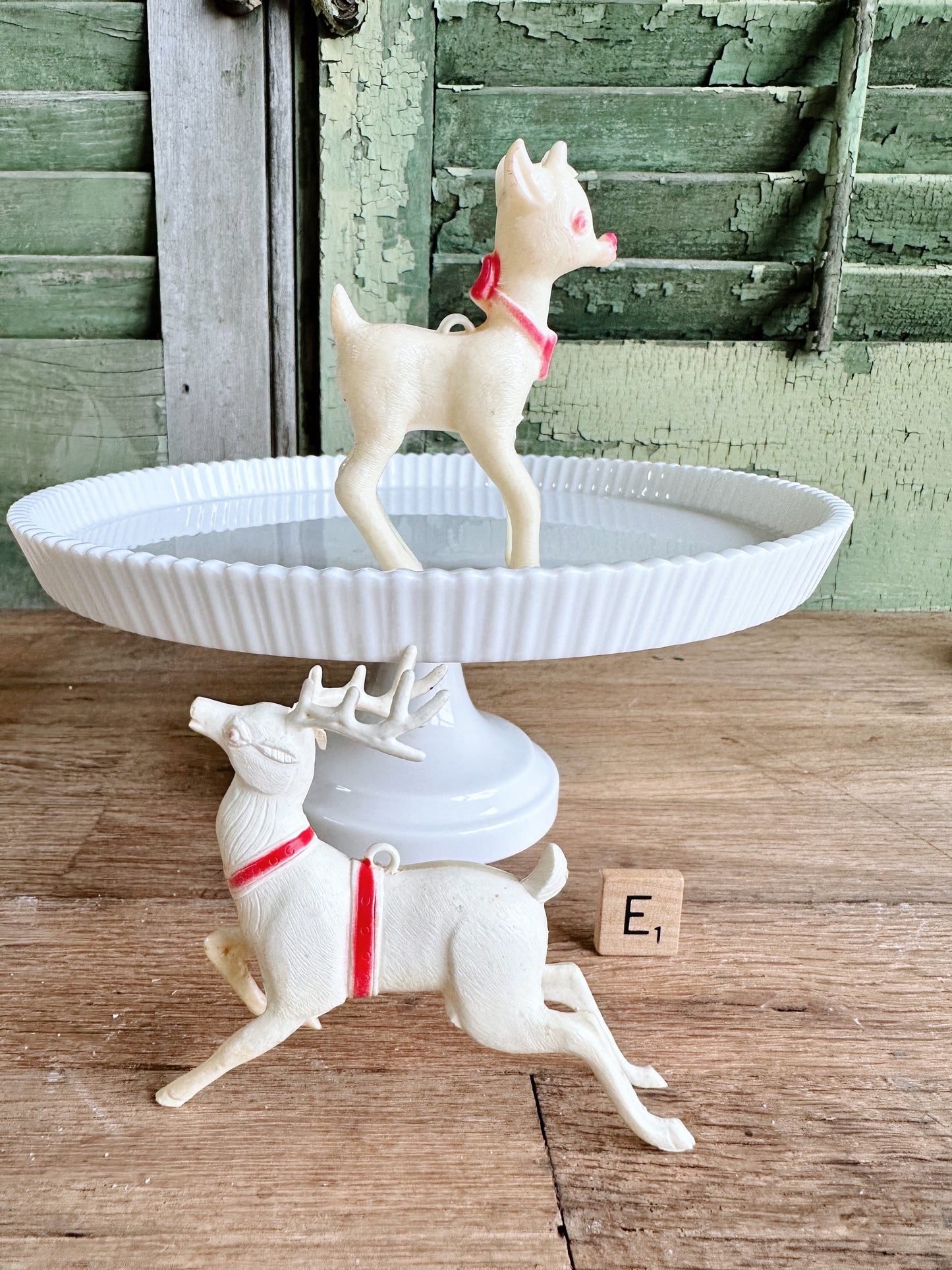 Set of Two Vintage Plastic Deer