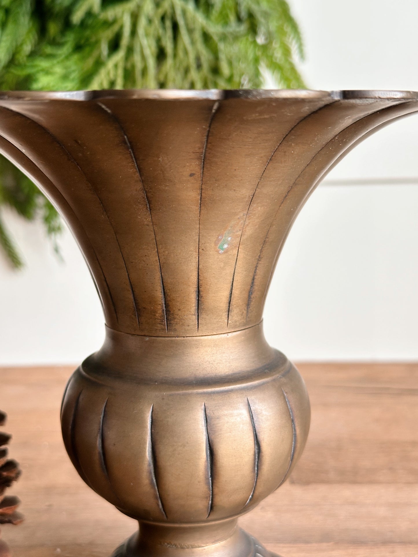 Vintage Fluted Brass Vase