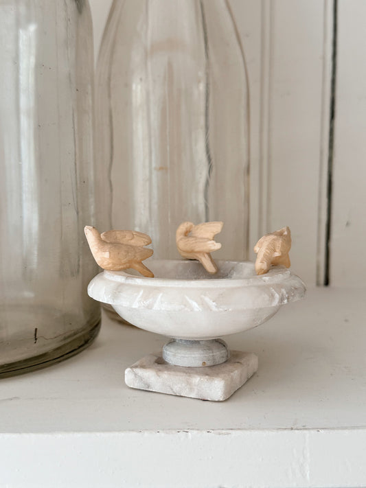 Vintage Petite Marble Bird Bath