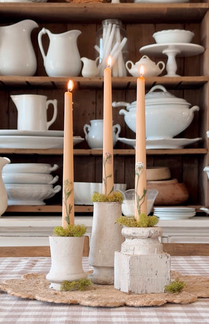 Trio of Chippy Spindle Candle Holders
