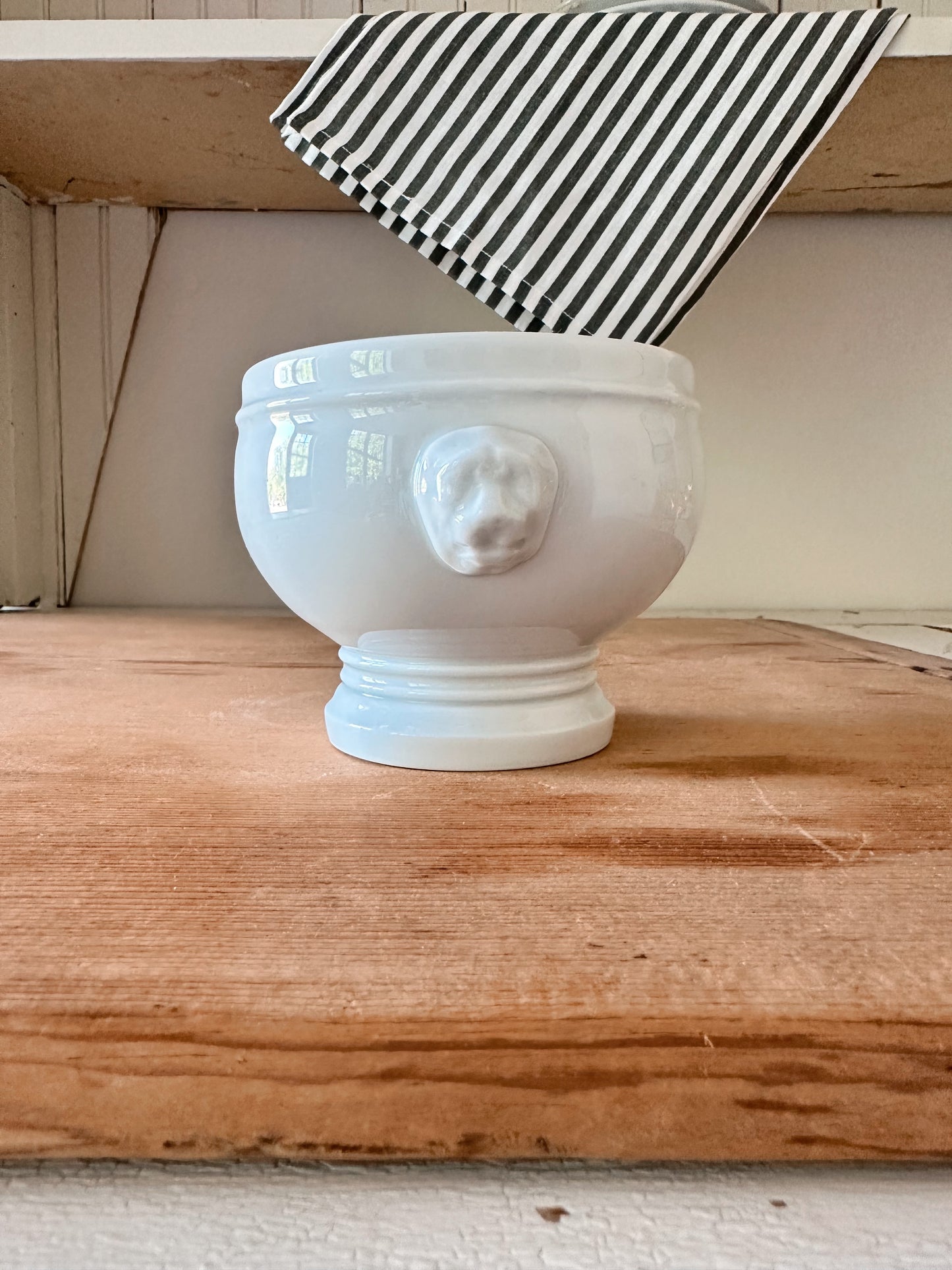 Chose Your Scent Vintage Vessel Candle - 
Vintage French Pillivuyt Porcelain
Lions Head Soup Tureen