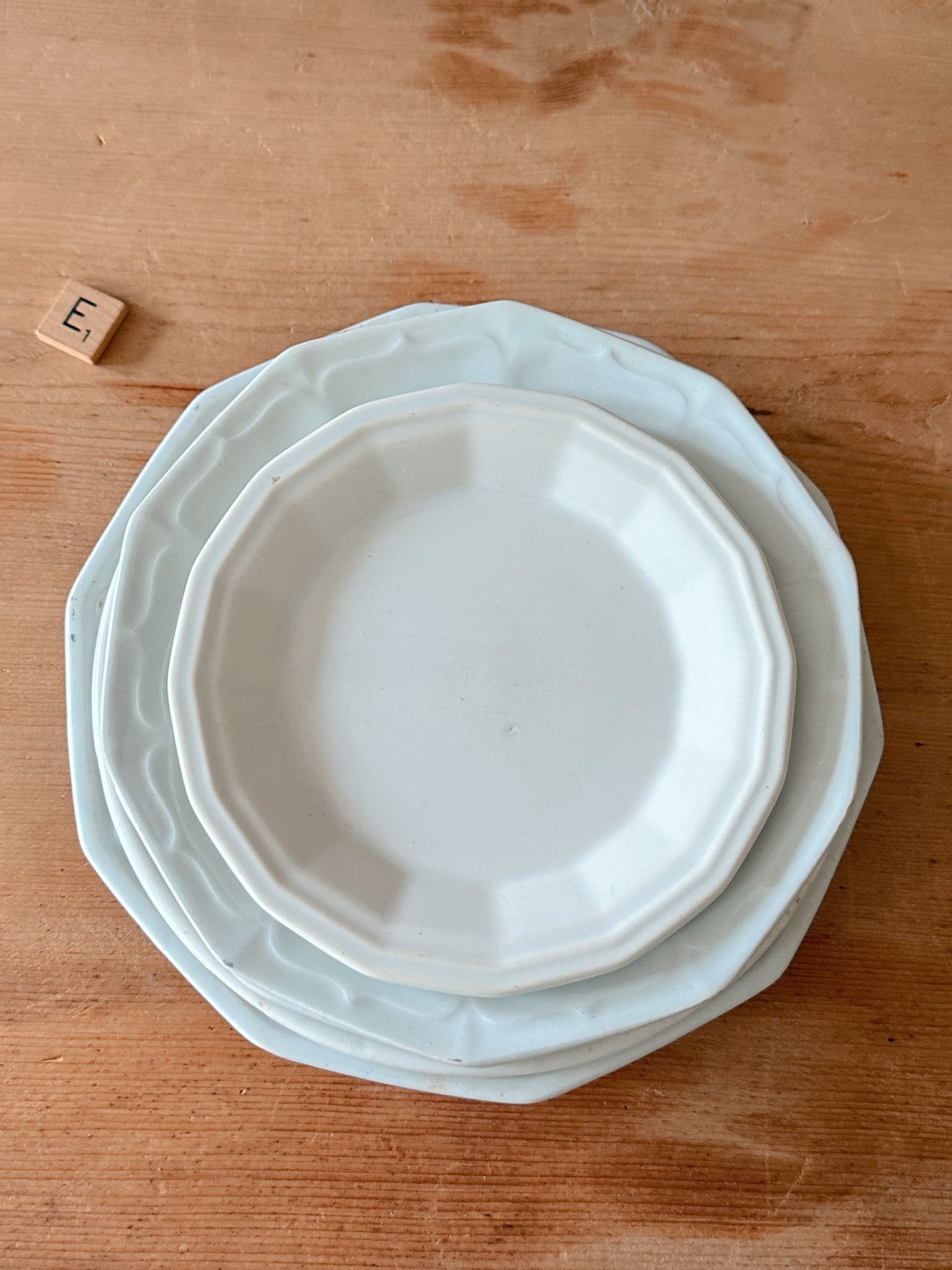 Stack of Five Ironstone Dessert Plates