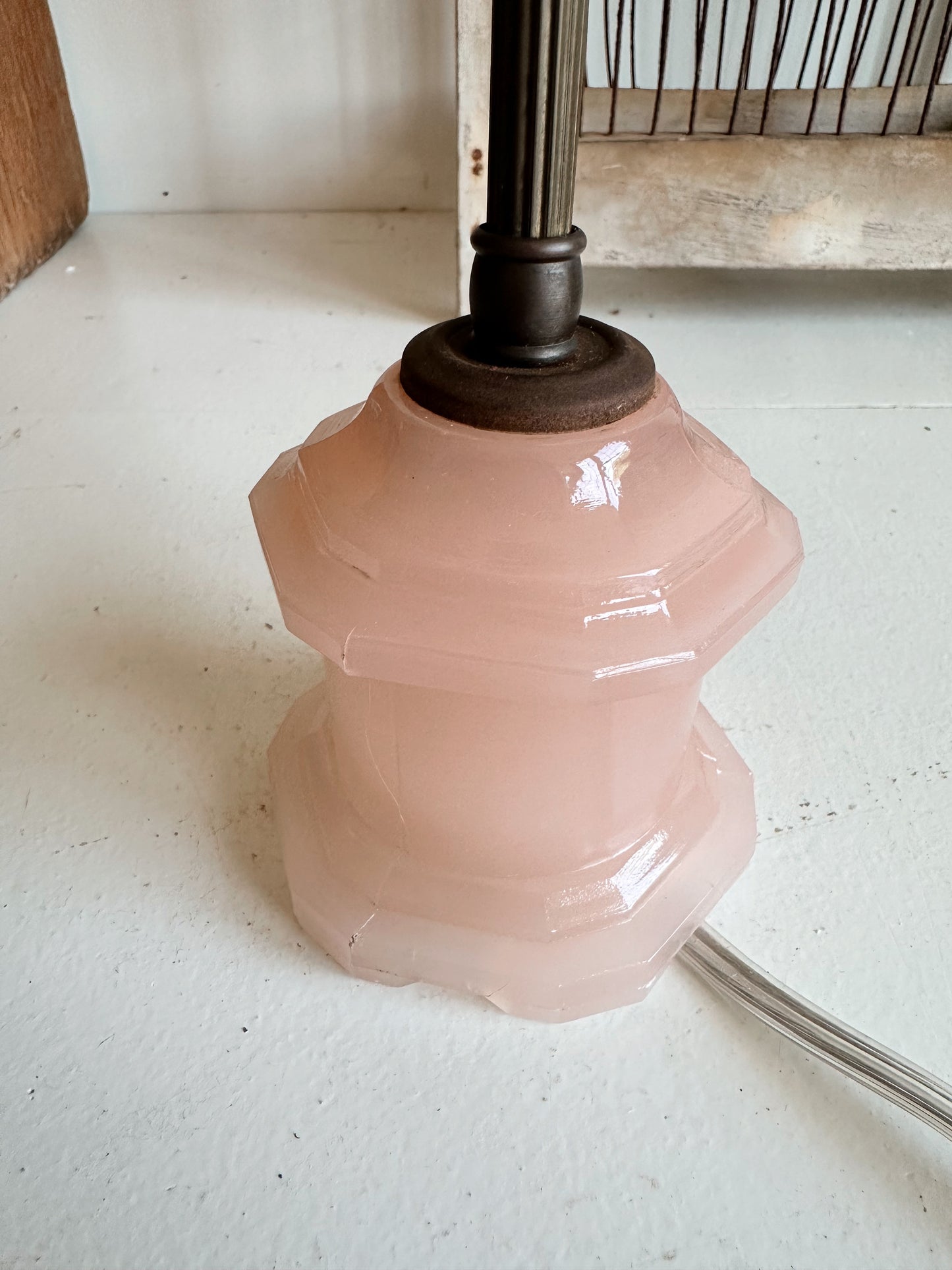 Vintage Pink Glass Lamp