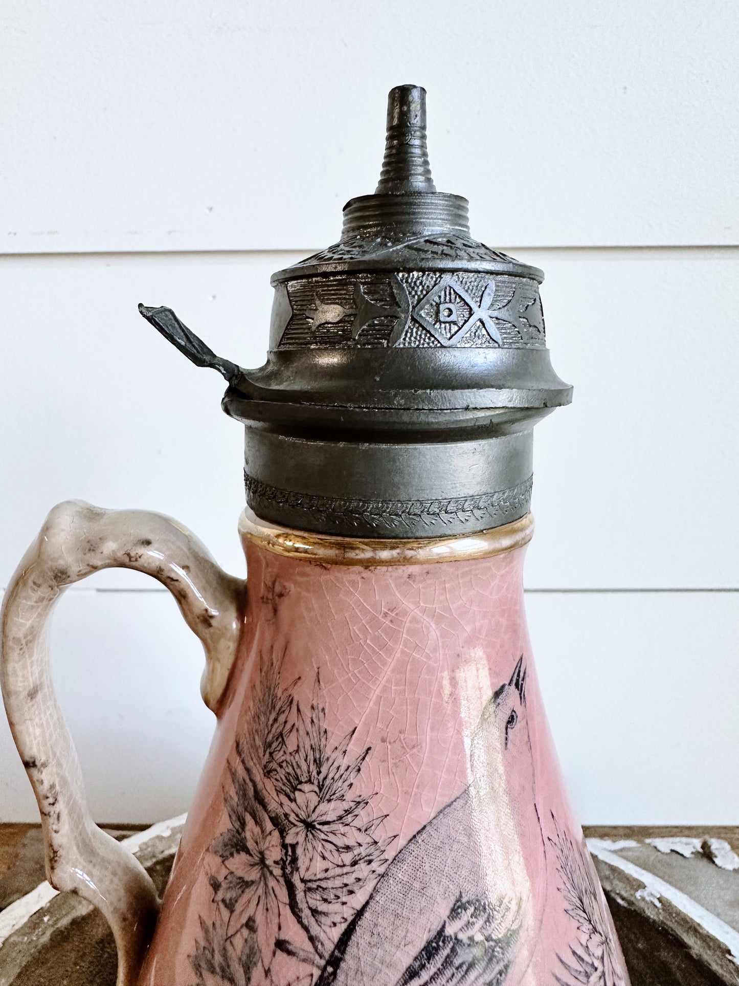 Beautiful Antique Pink S.P. Co. Ironstone Syrup Pitcher