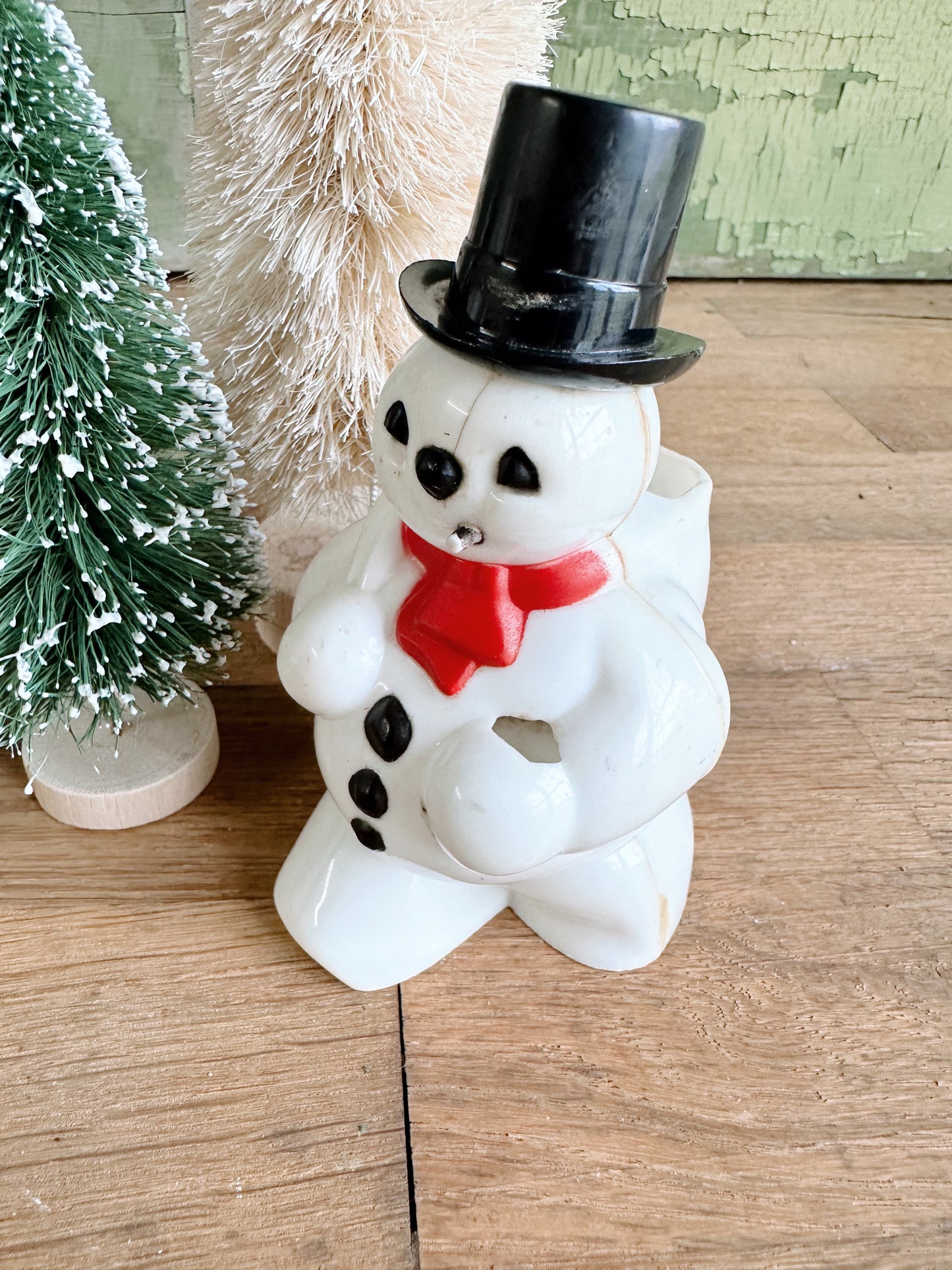 Vintage Plastic Snowman Candy Holder