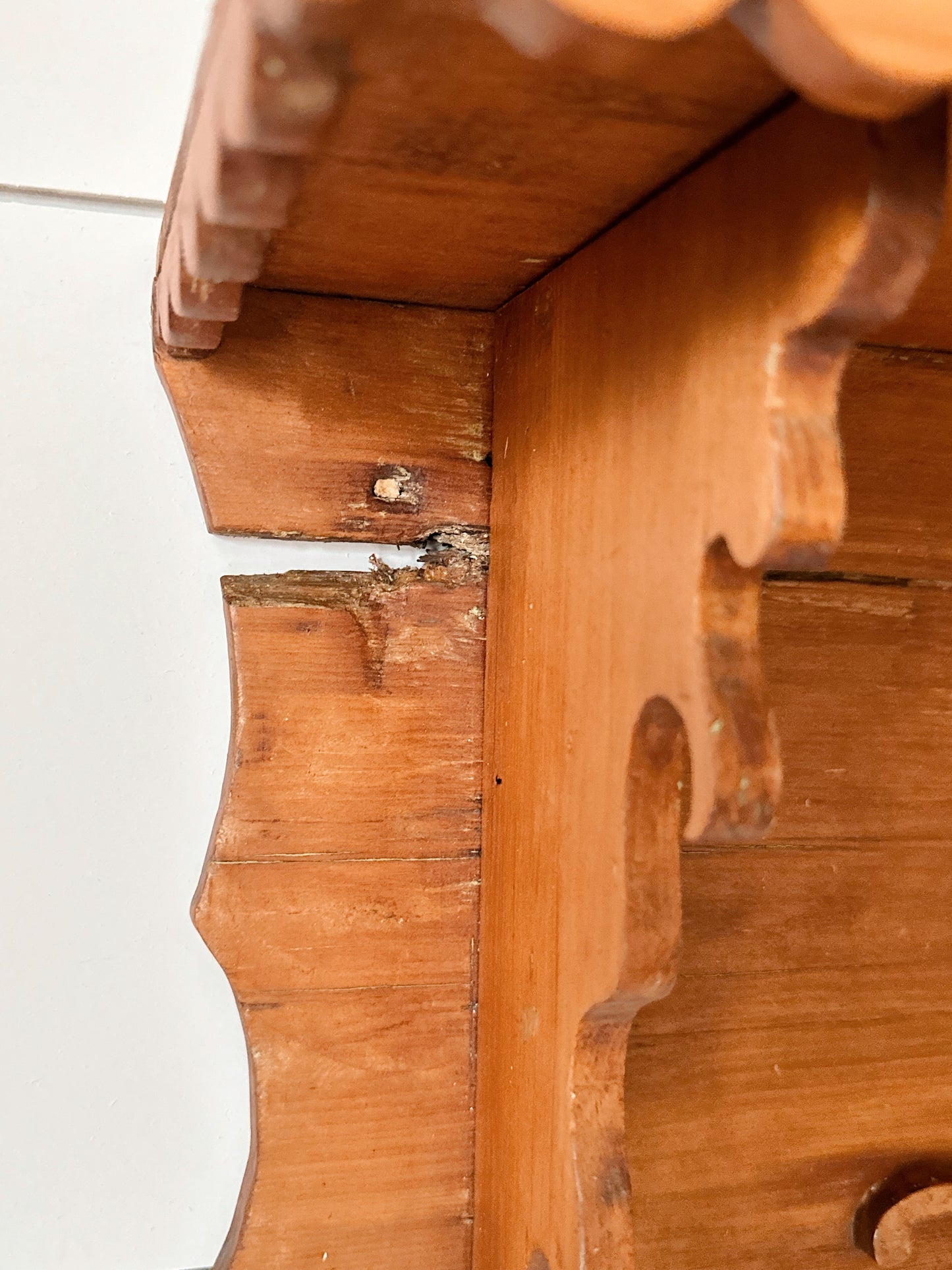 OLD Hand Carved Pine Shelf