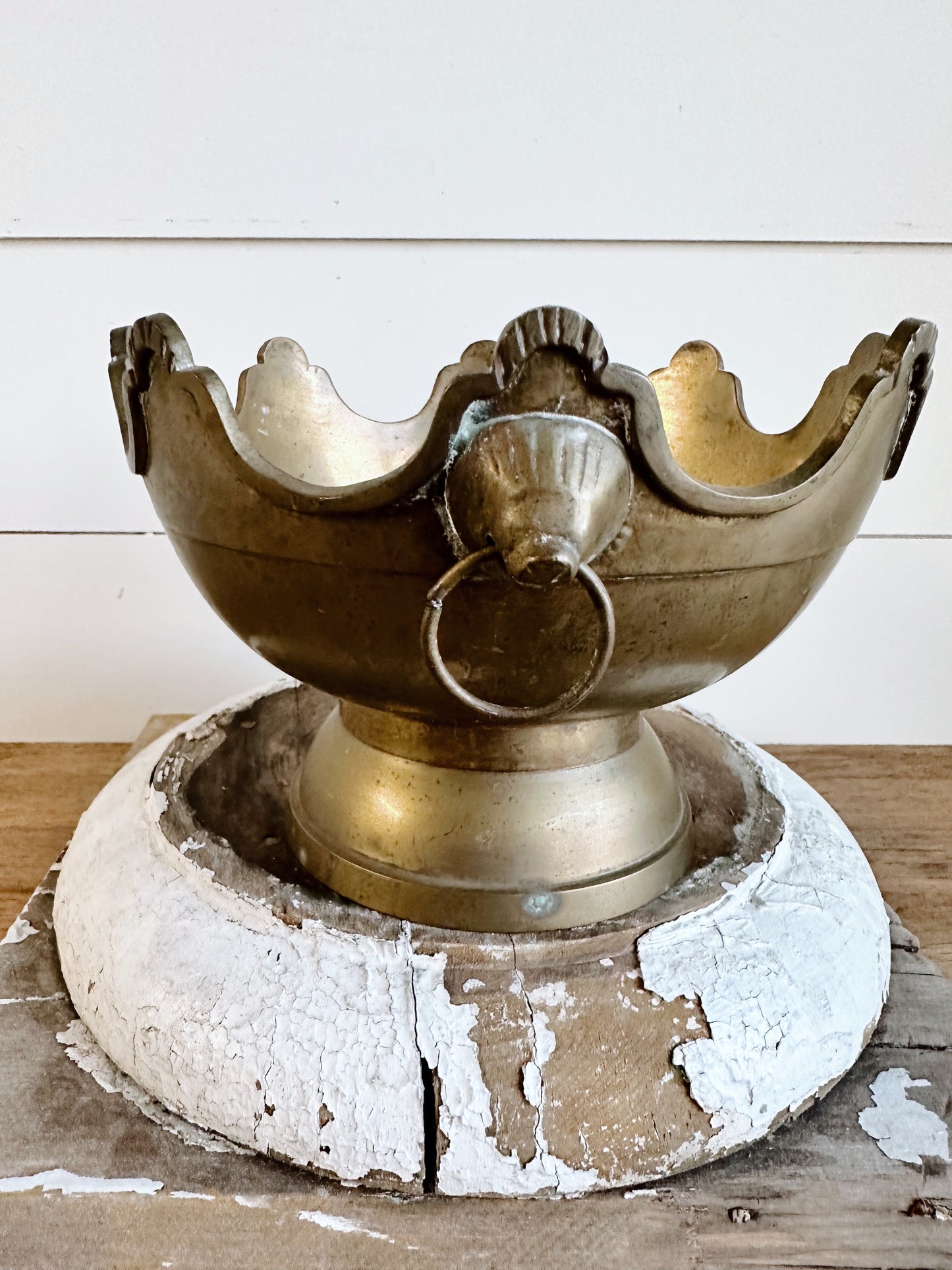 Vintage Brass Lion Head Compote