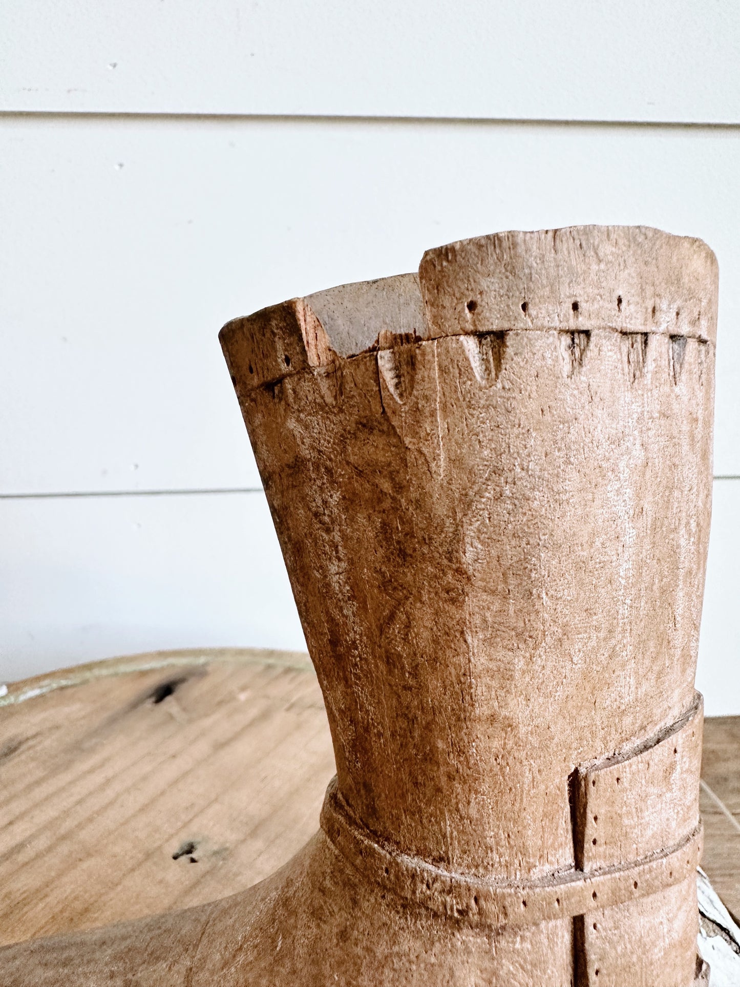 Hand Carved Wood Cowboy Boot