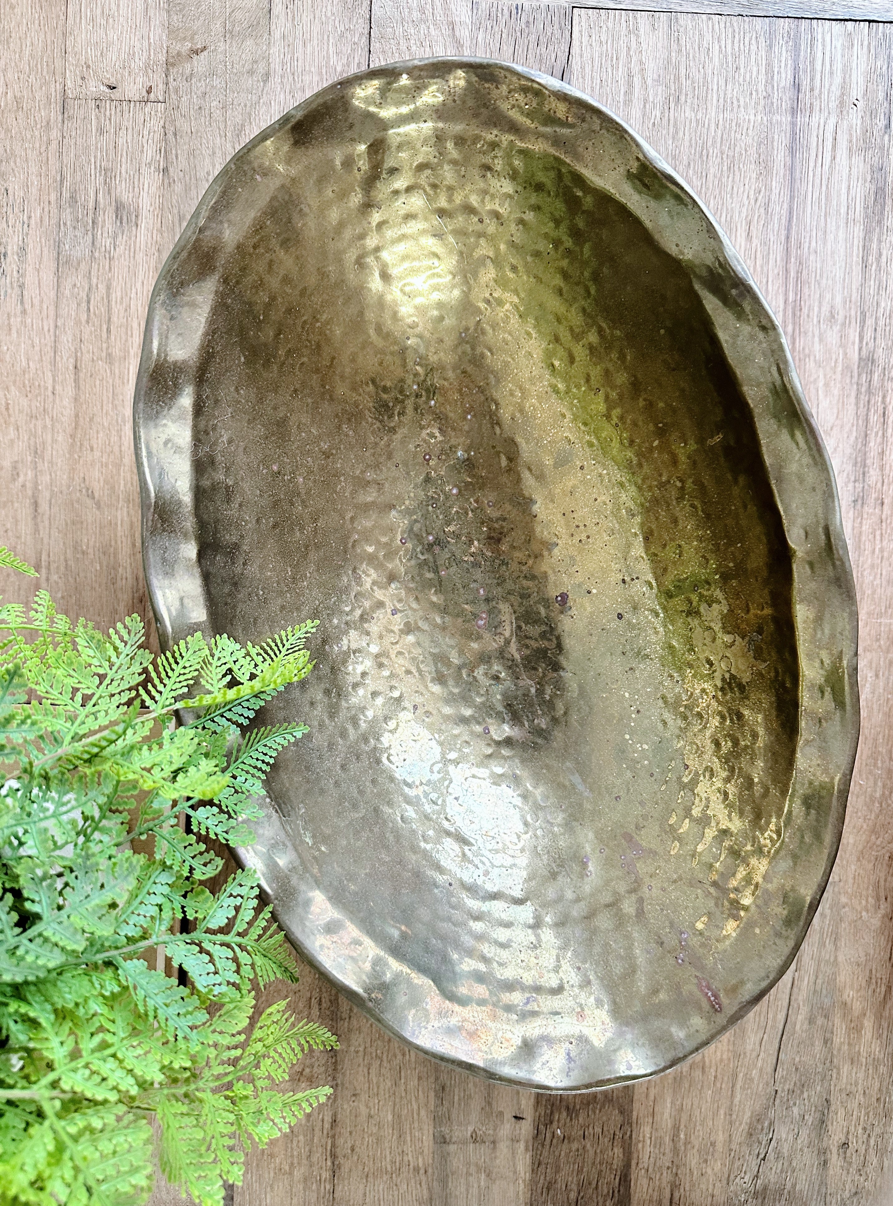 Beautiful Vintage Hammered Brass Compote