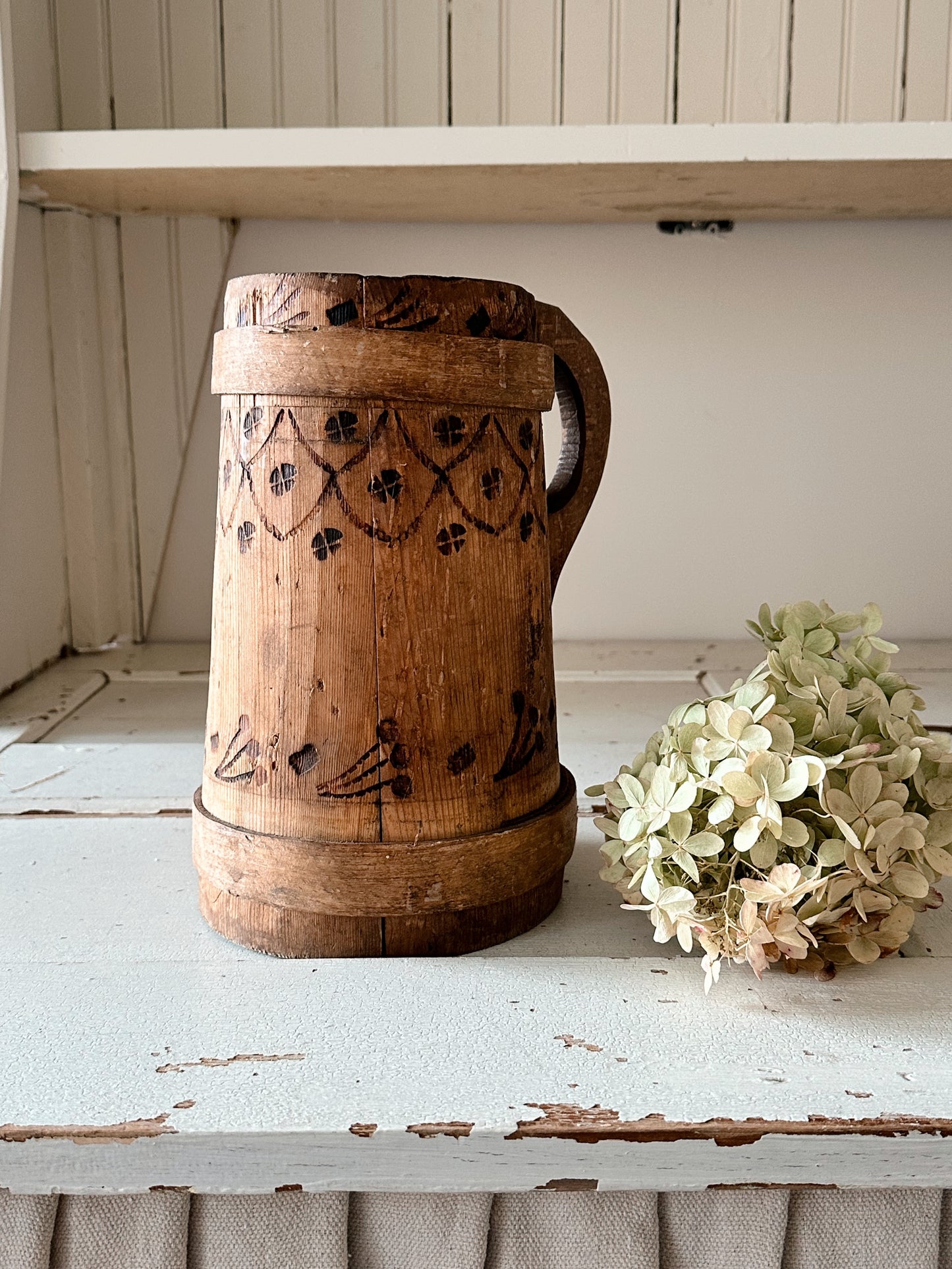 Gorgeous Antique Wood Tankard