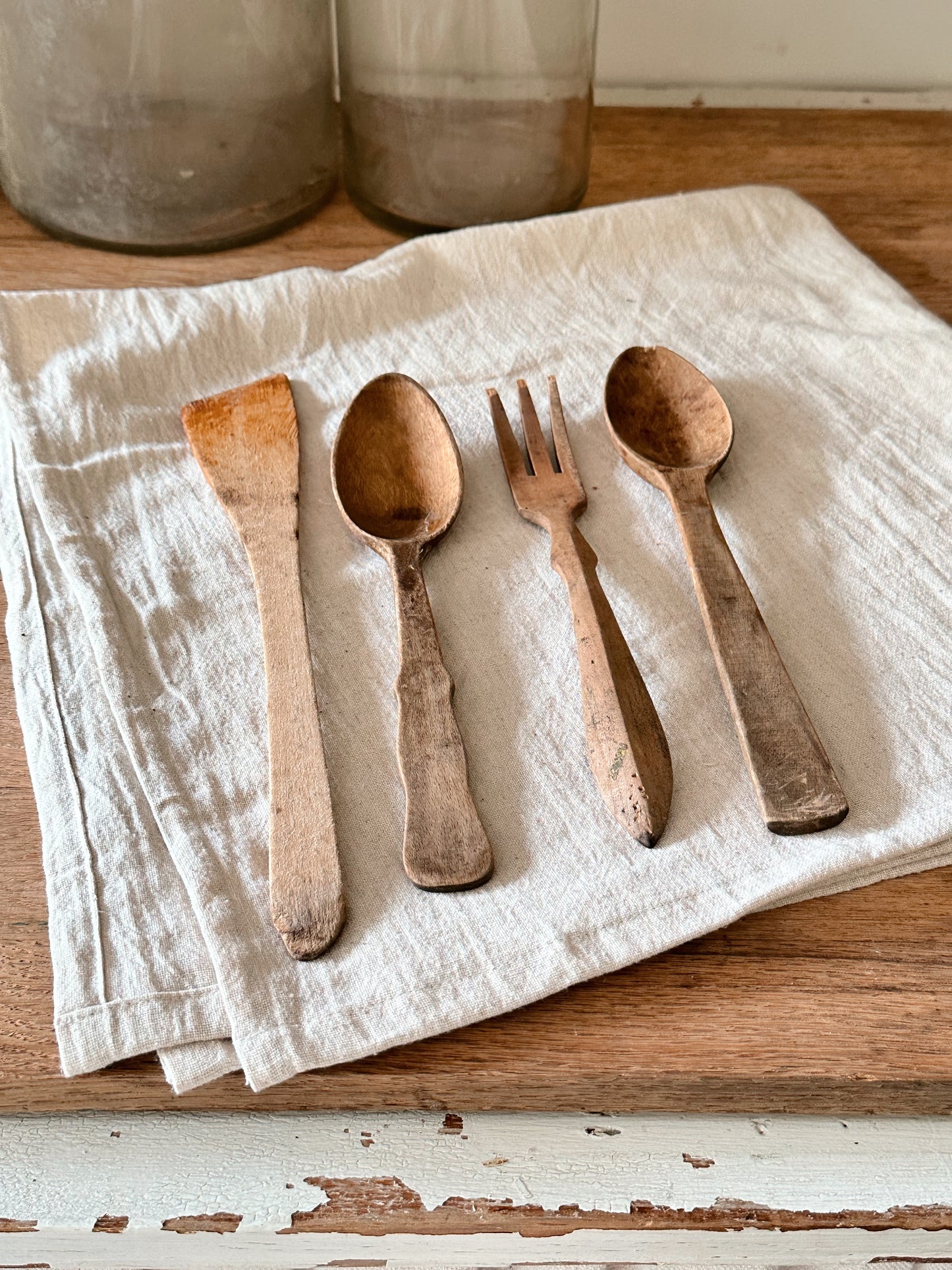 Collection of Old Wood Utensils