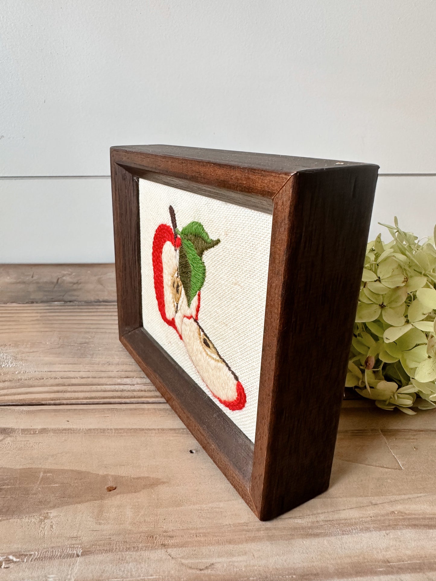 Vintage Framed Apple Crewel Work