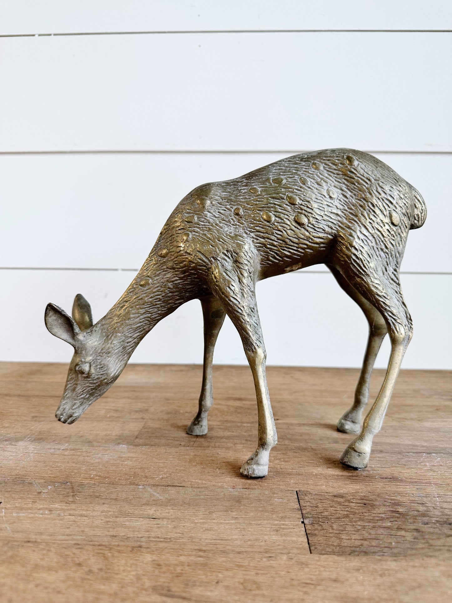 Beautiful Pair of Large Vintage Brass Deer