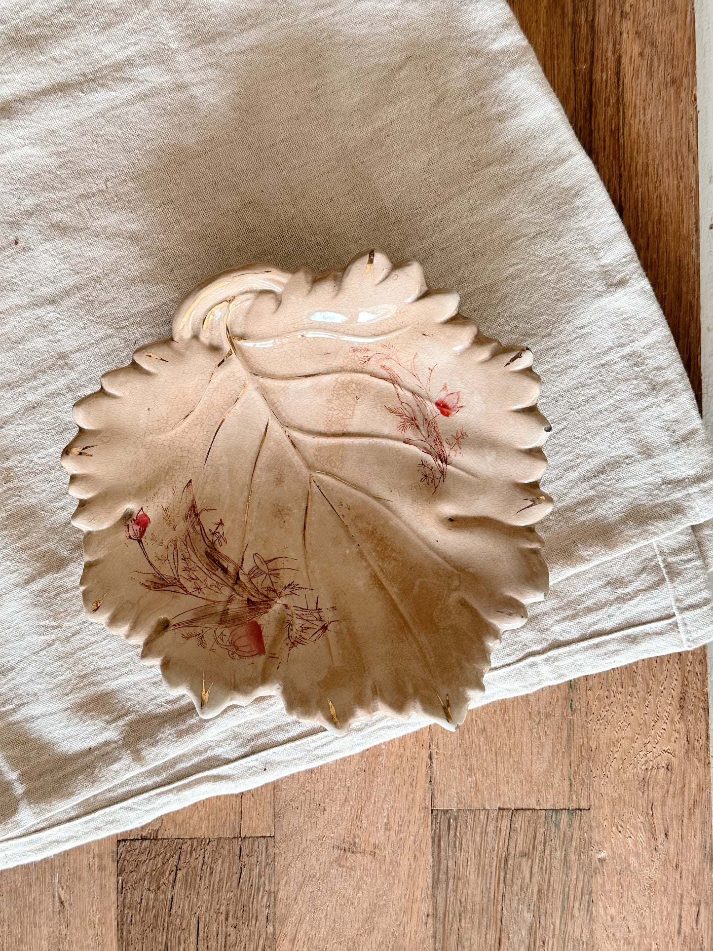 Antique Ironstone Leaf Dish