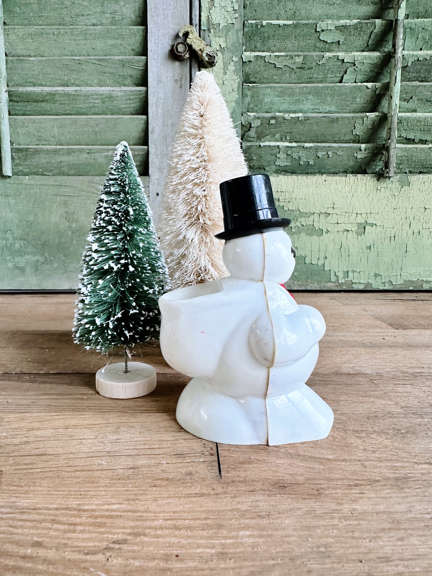 Vintage Plastic Snowman Candy Holder