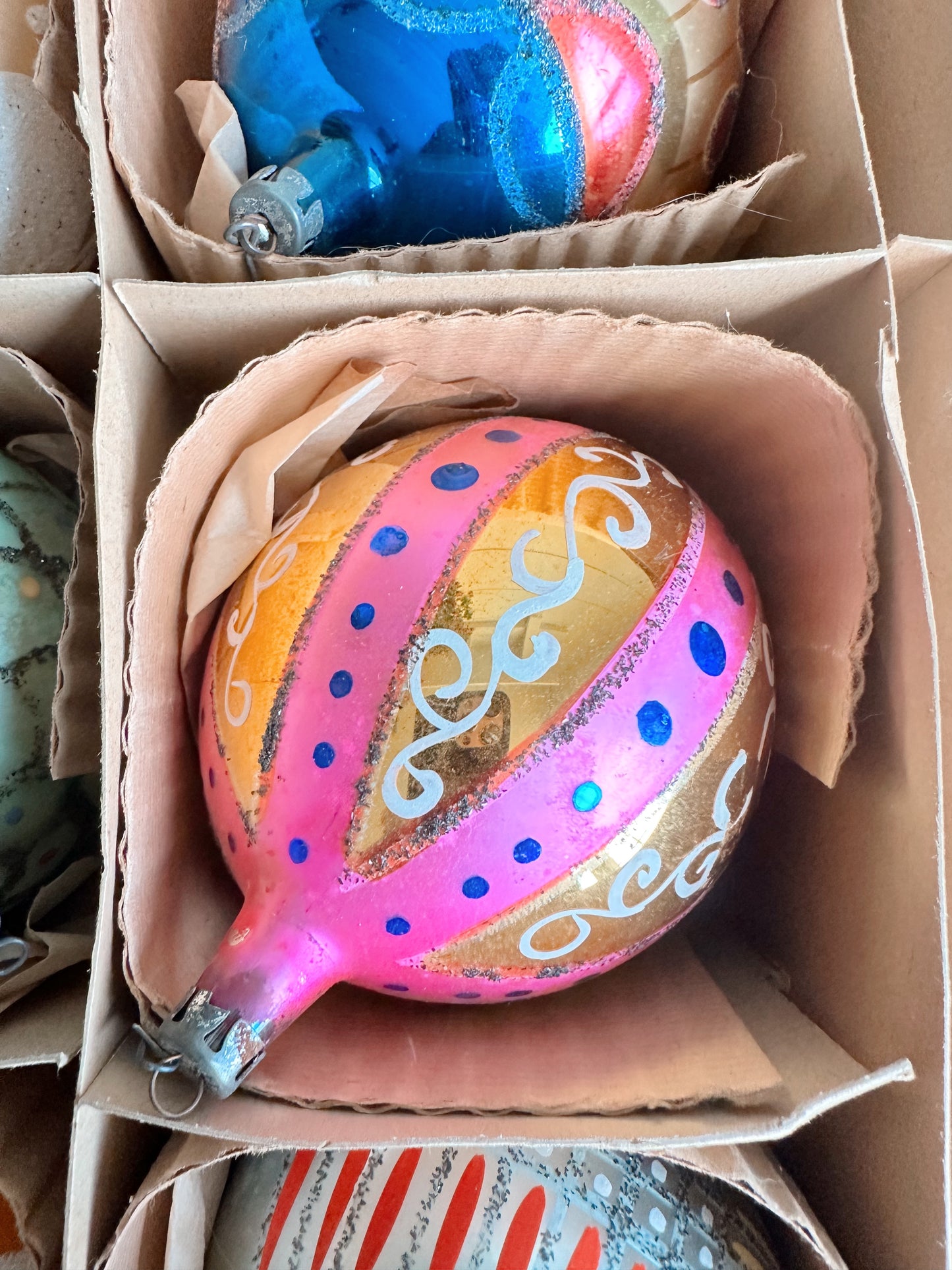 Box of Hand Painted Jumbo Vintage Polish Fantasia Ornaments