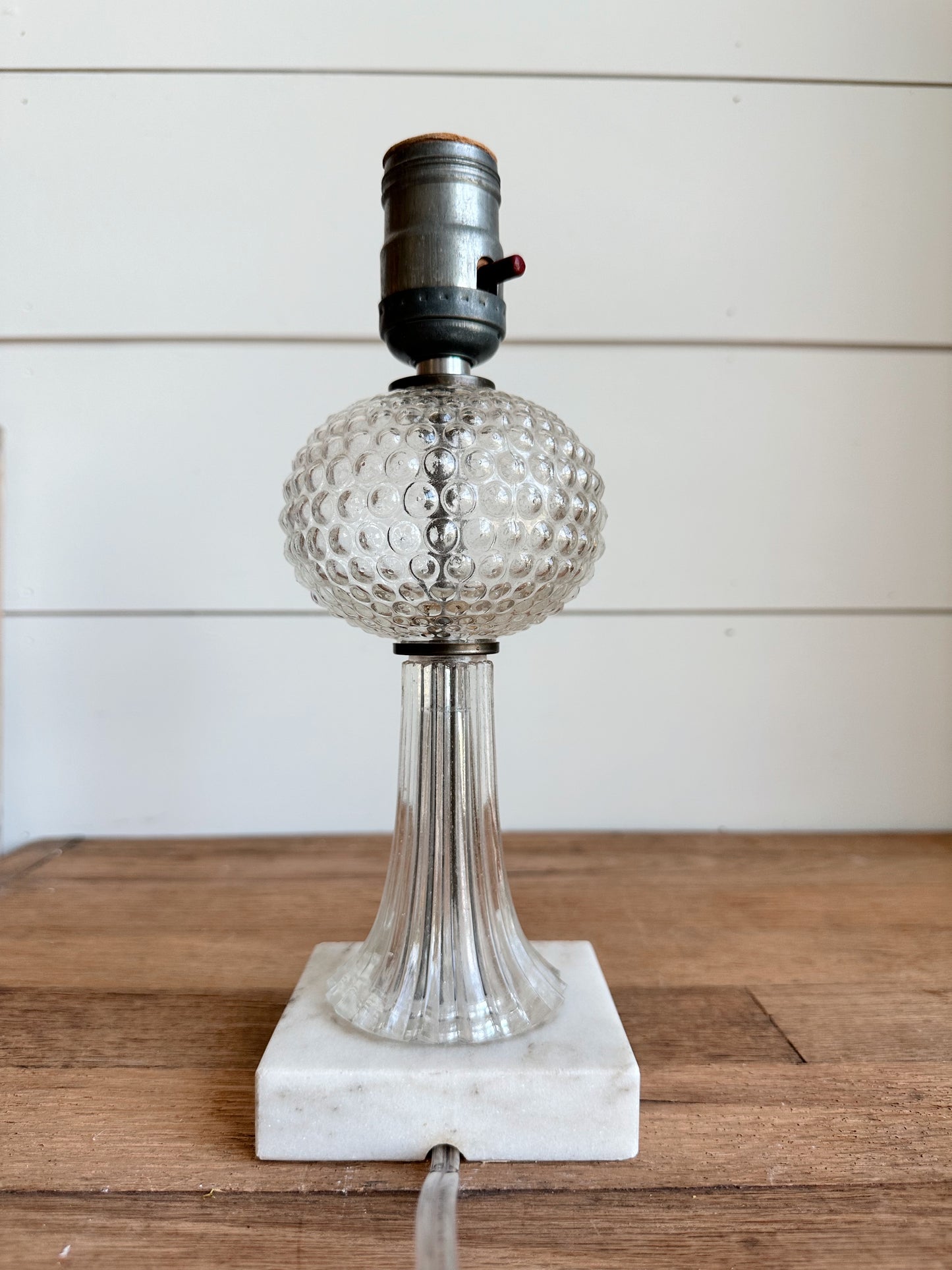 Vintage Hobnail & Marble Lamp