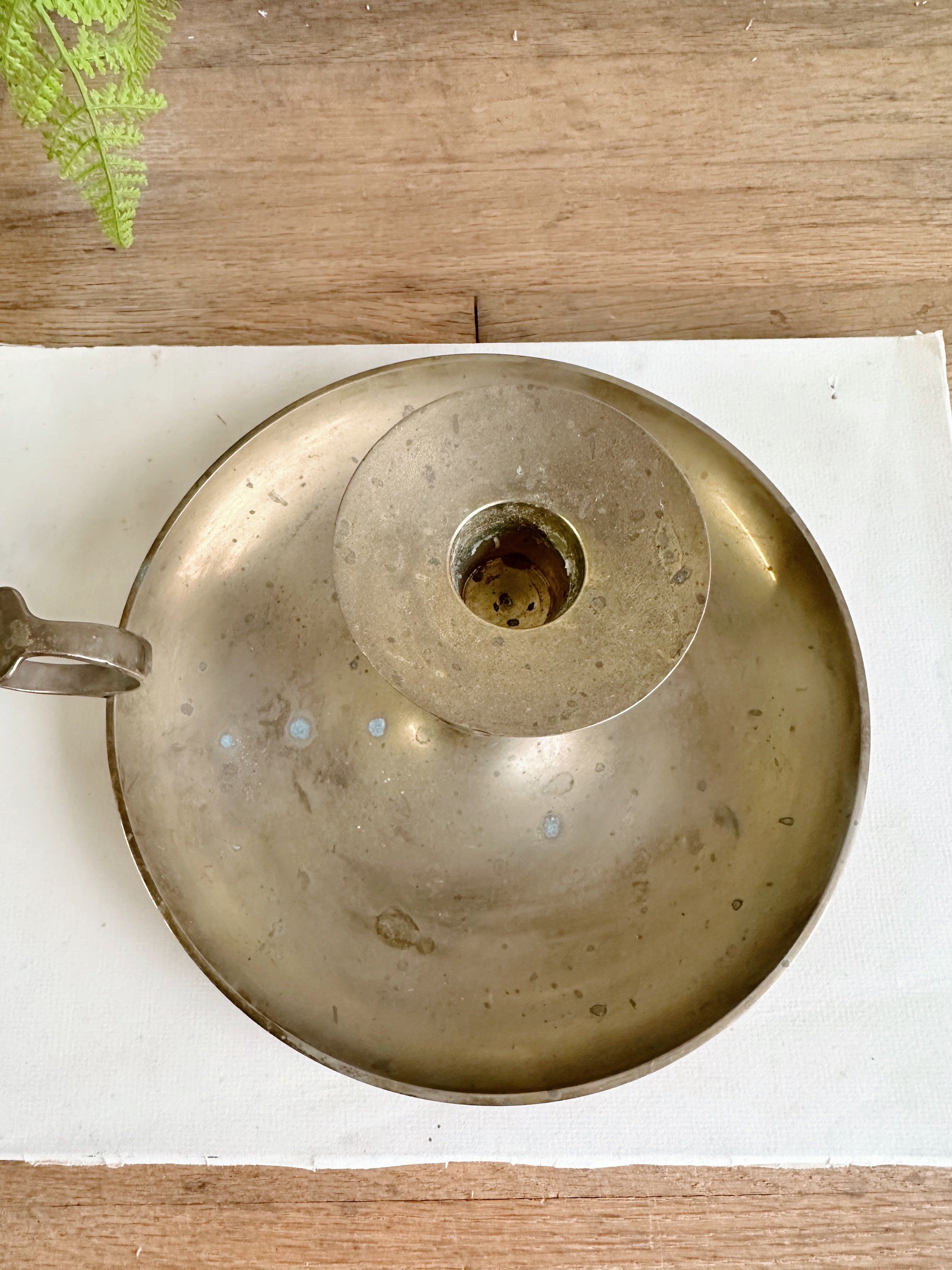 Large Vintage Brass Chamber Candle Holder