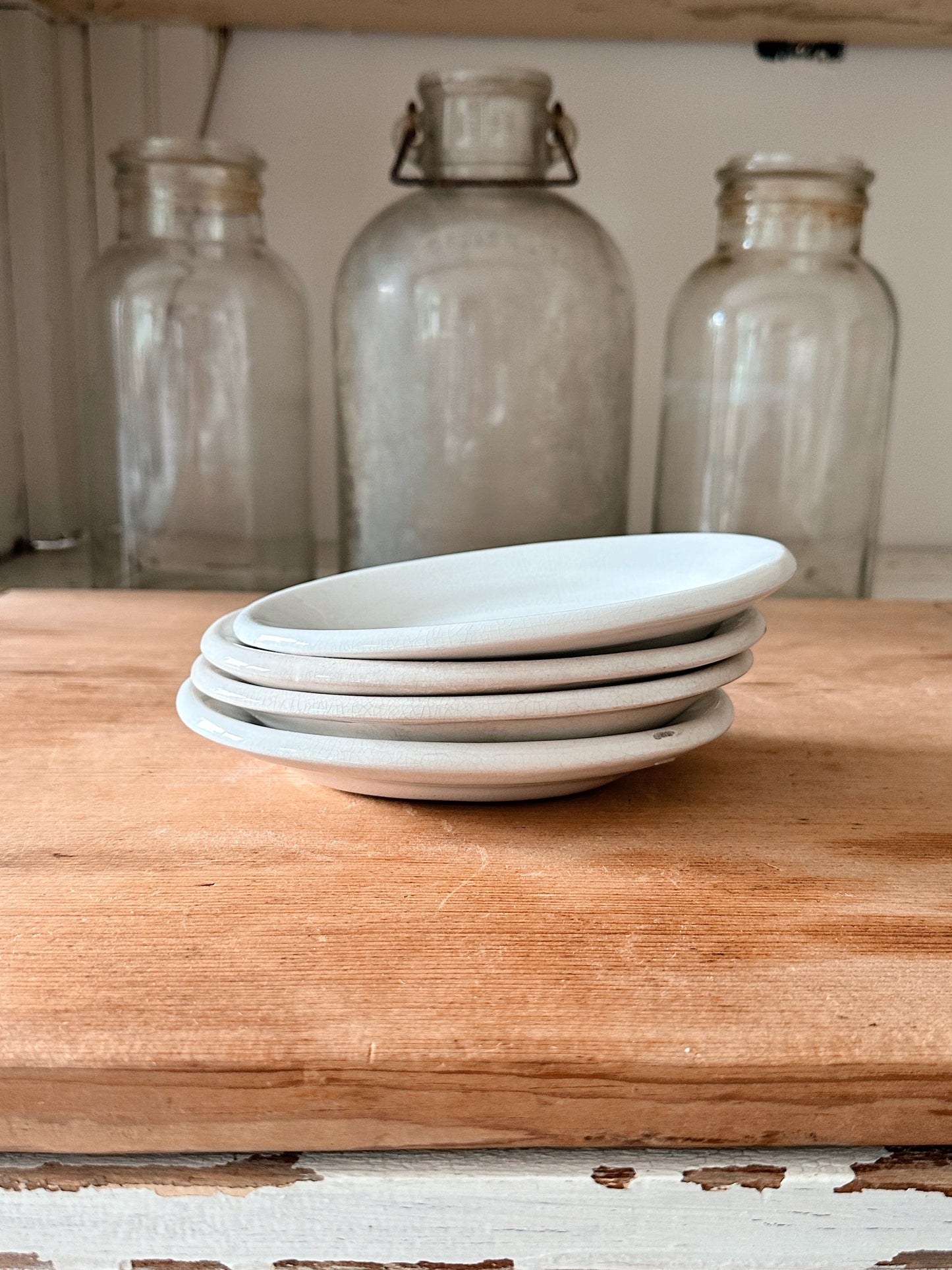 Stack of Four Chunky Ironstone Oval Plates