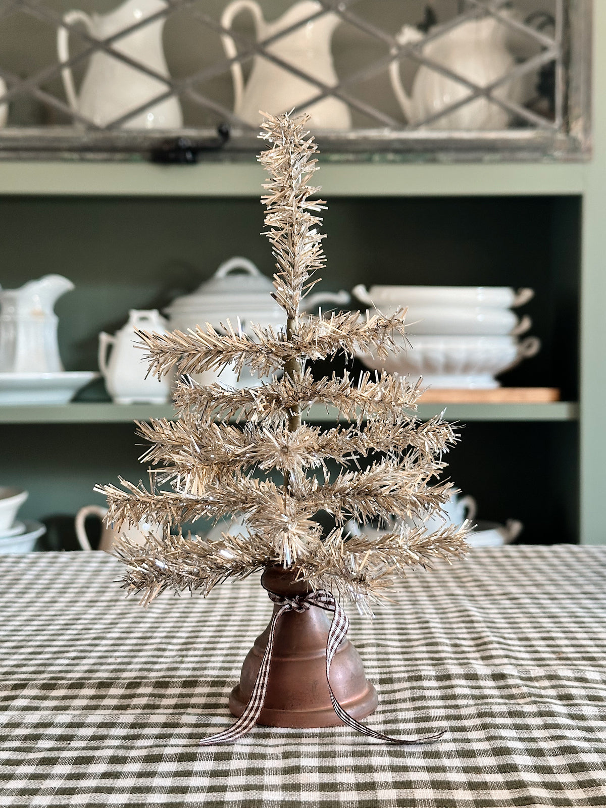 Vintage Lamp Base Tinsel Tree