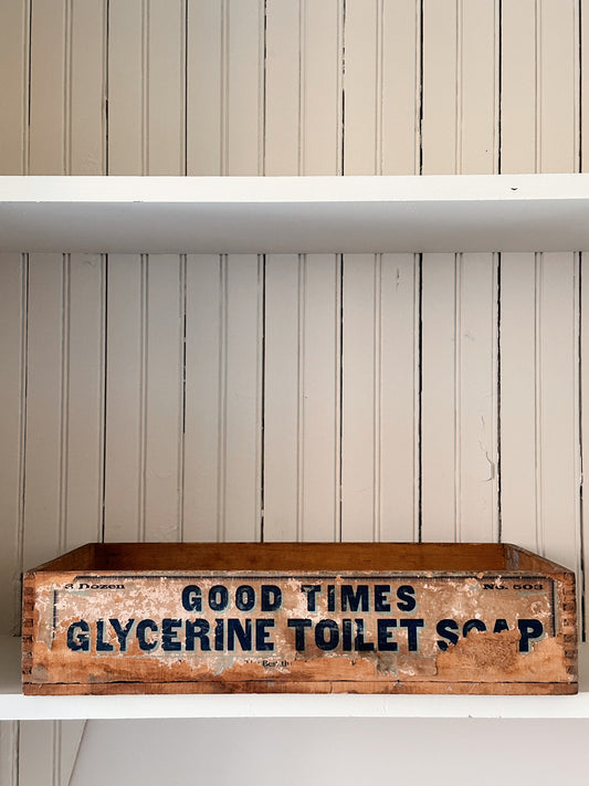 Vintage Good Times Glycerine Soap Wood Crate