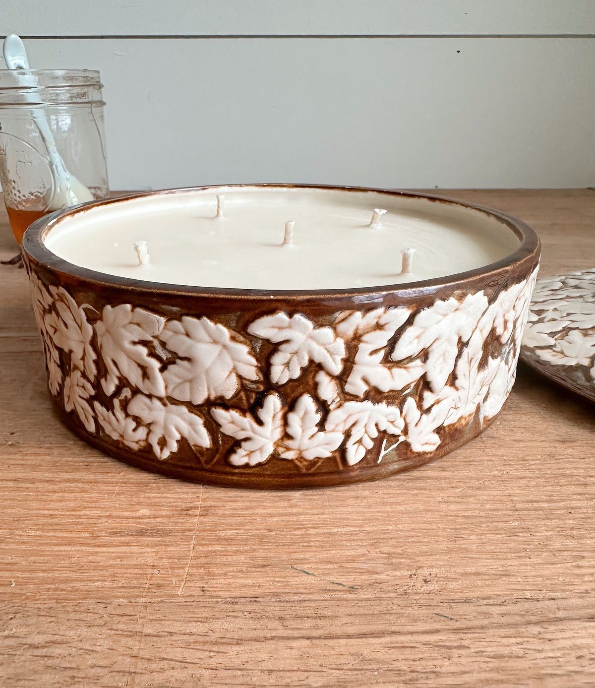 Spiced Honey - Brown & White Vintage Covered Dish