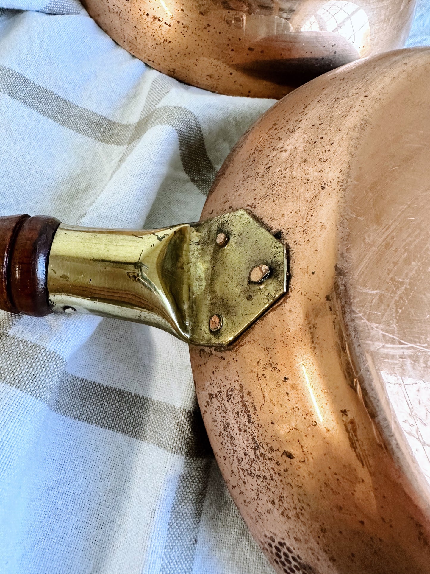 Set of Two Vintage Copper Frying Pans