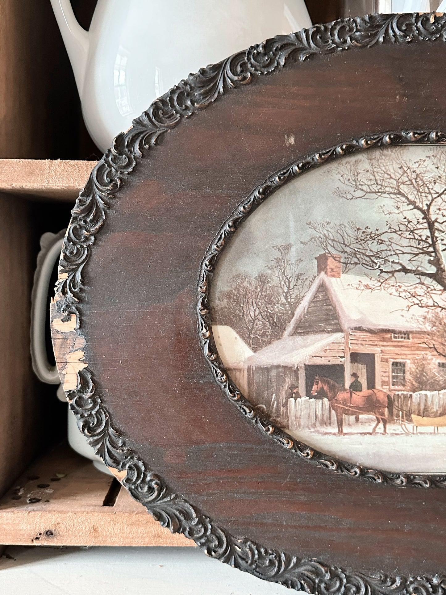 Beautiful Antique Wood Framed Print