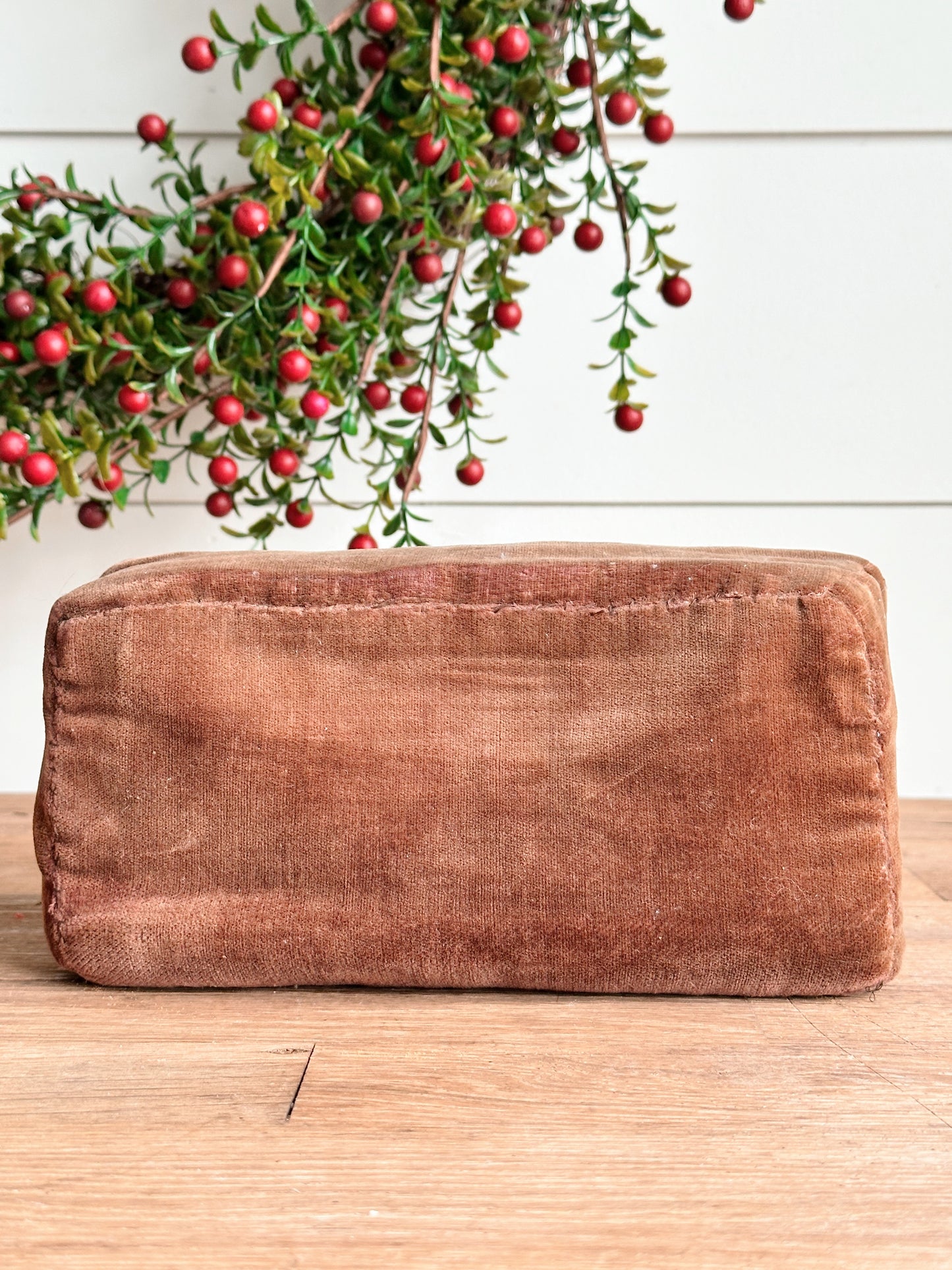 Vintage Hooked and Velvet Covered Brick Door Stop