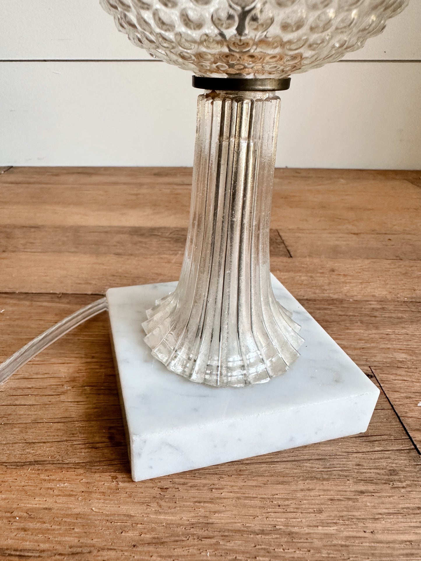 Vintage Hobnail & Marble Lamp