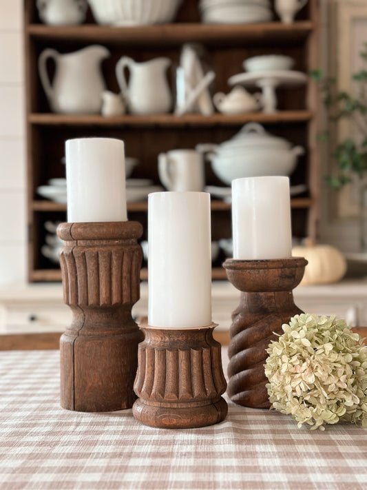 Chunky Wood Candle Holders