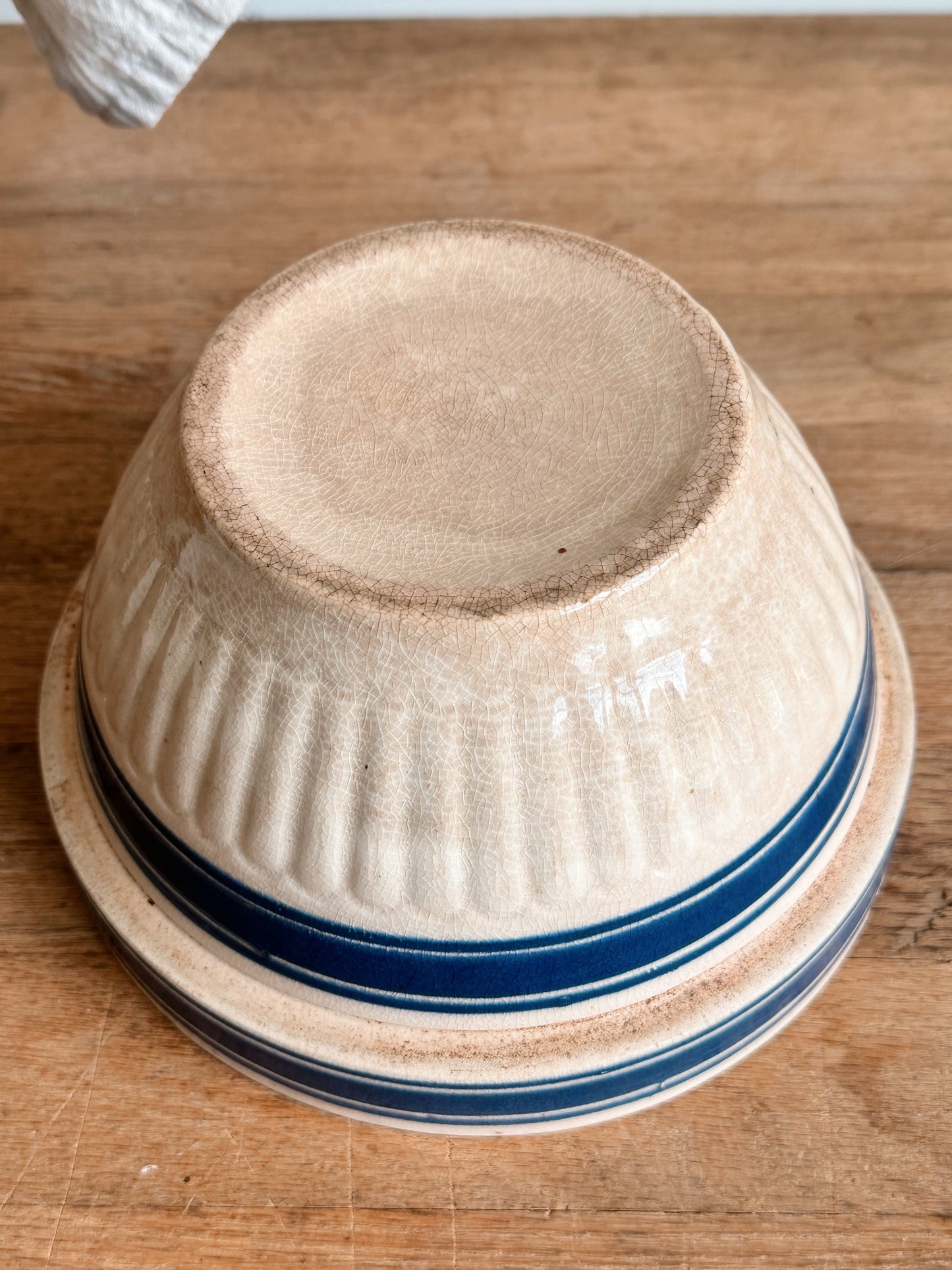 Antique Blue Banded Stoneware Bowl