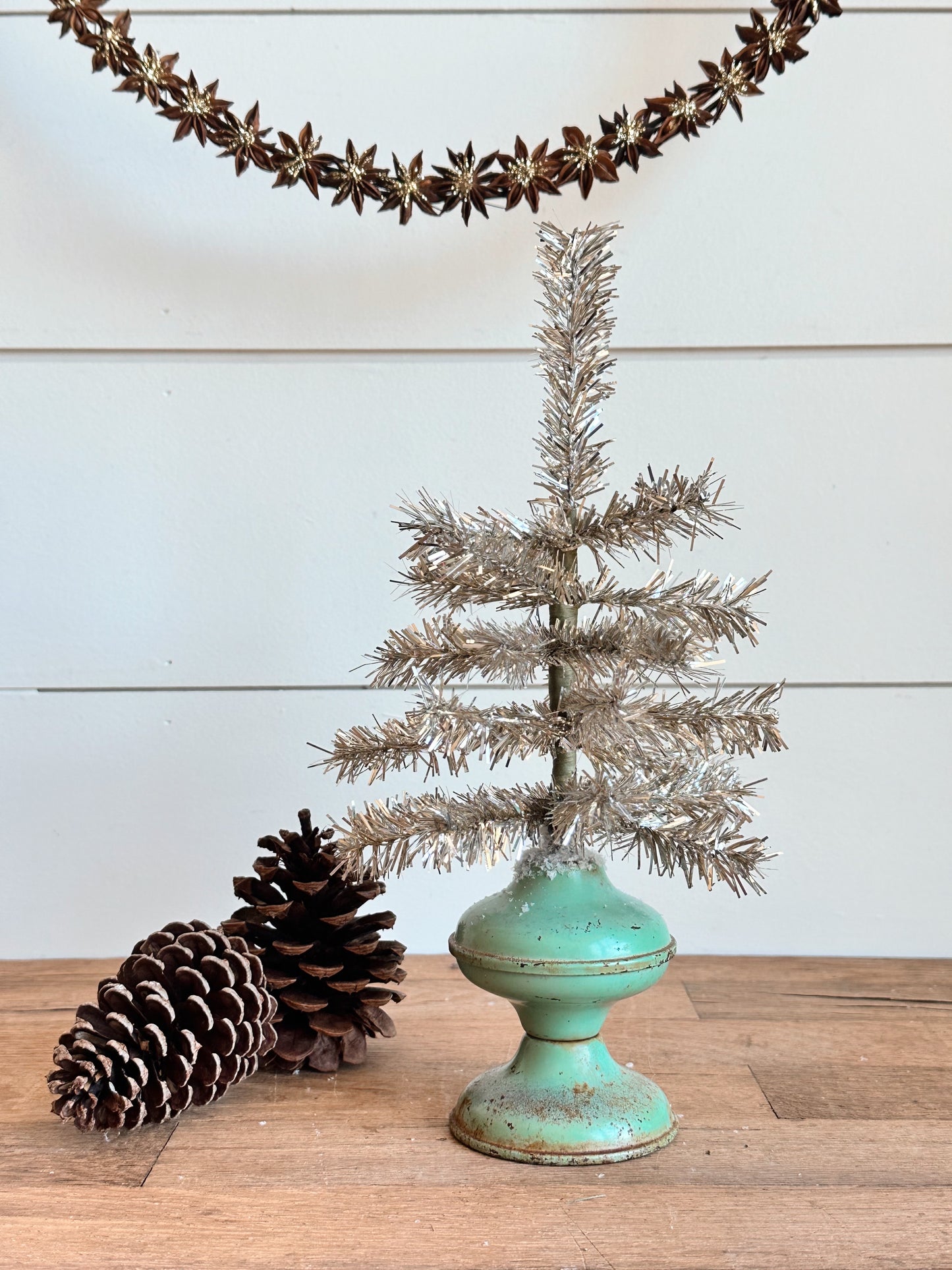 Vintage Oil Lamp Tinsel Tree