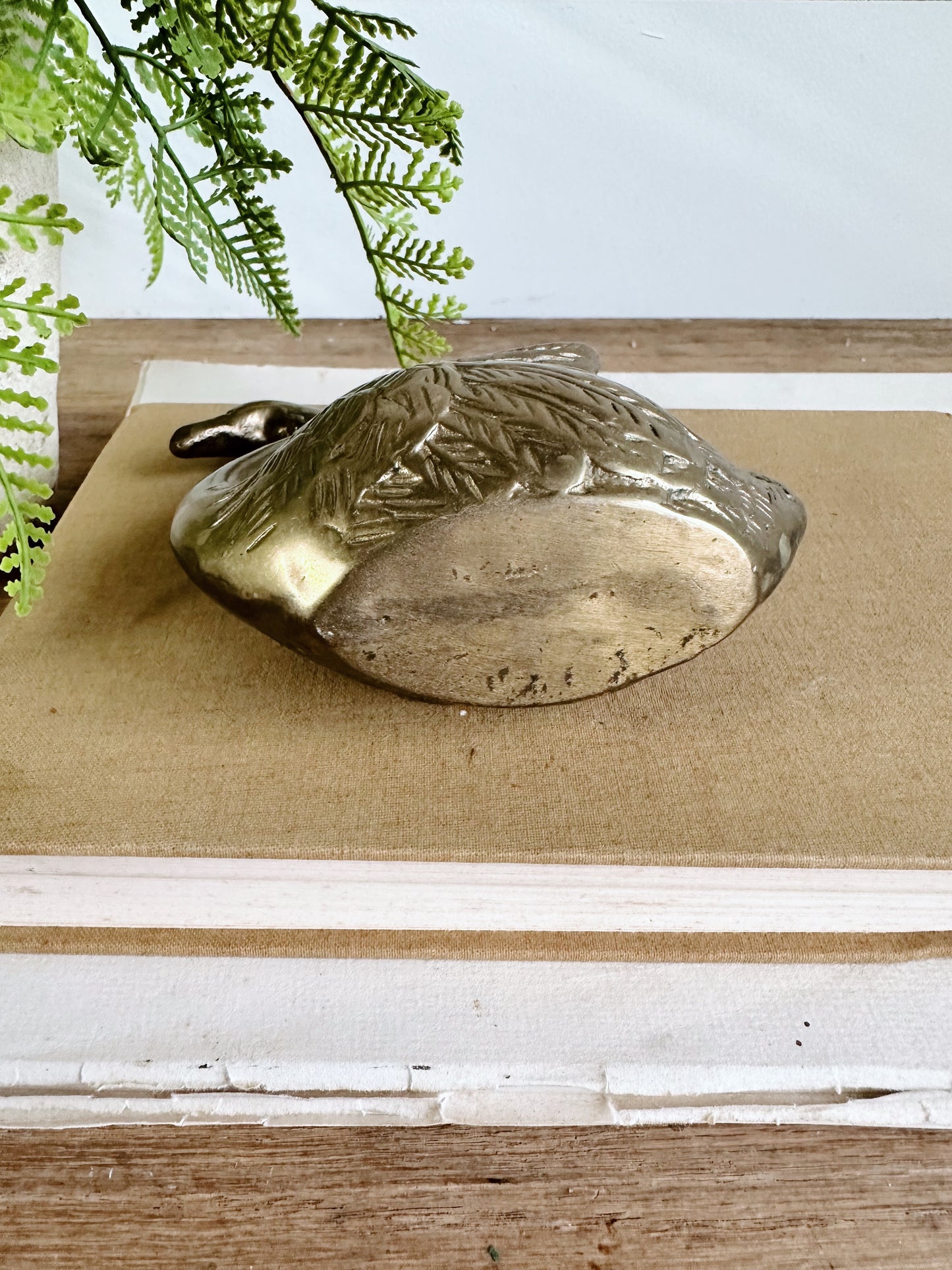 Petite Vintage Brass Swan Planter