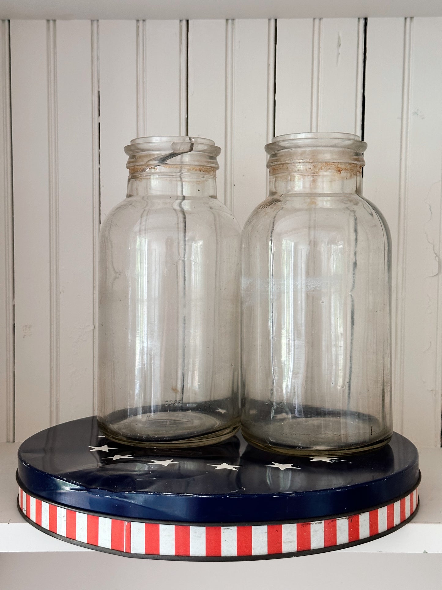 Vintage Stars & Stripes Cookie Tin/Riser