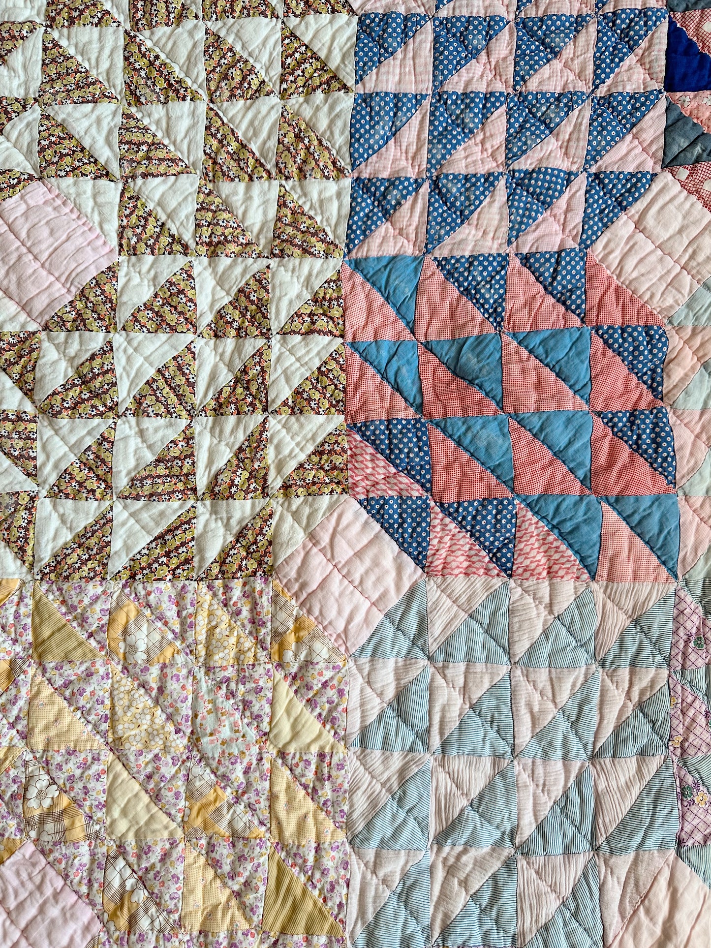 1930s Hand Stitched Patchwork Quilt