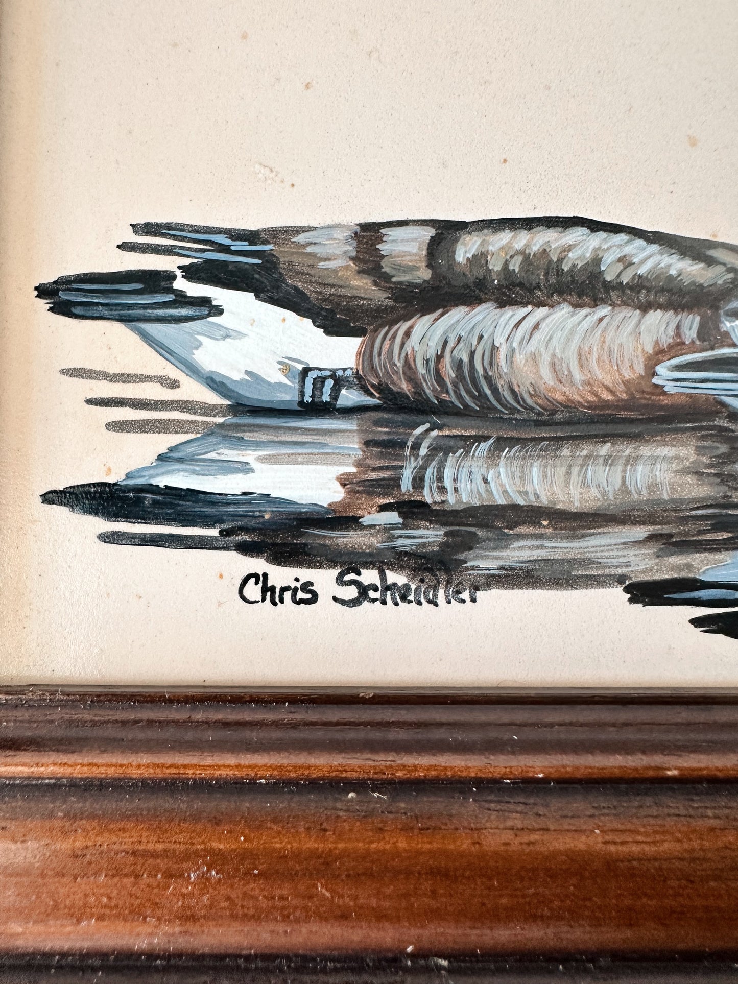 Vintage Hand Painted Canadian Geese Tile, H&R Johnson Tiles, England