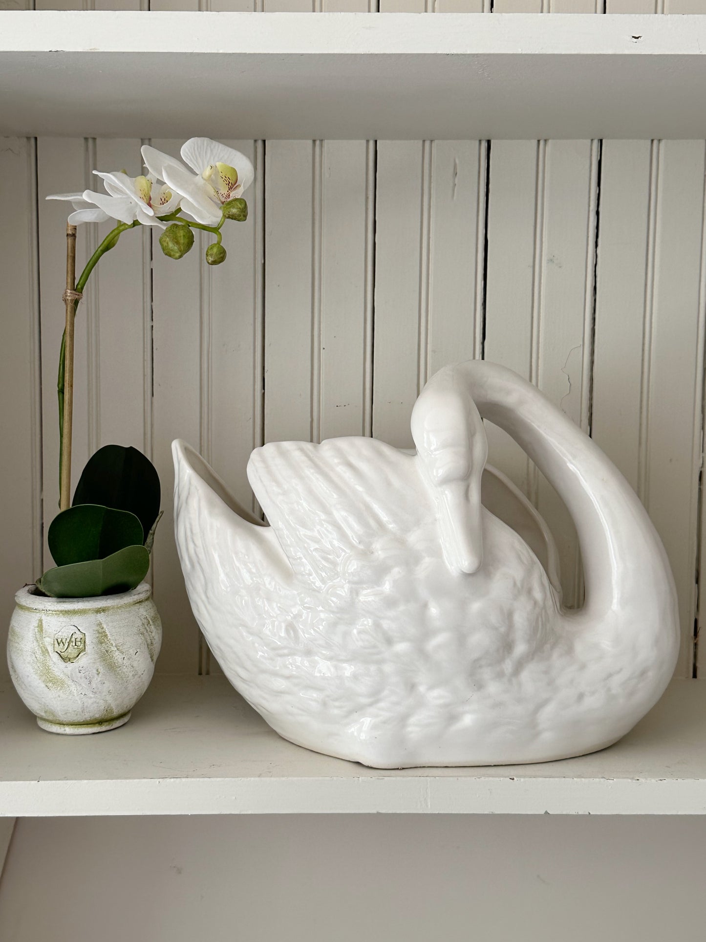 Large Vintage Swan Planter