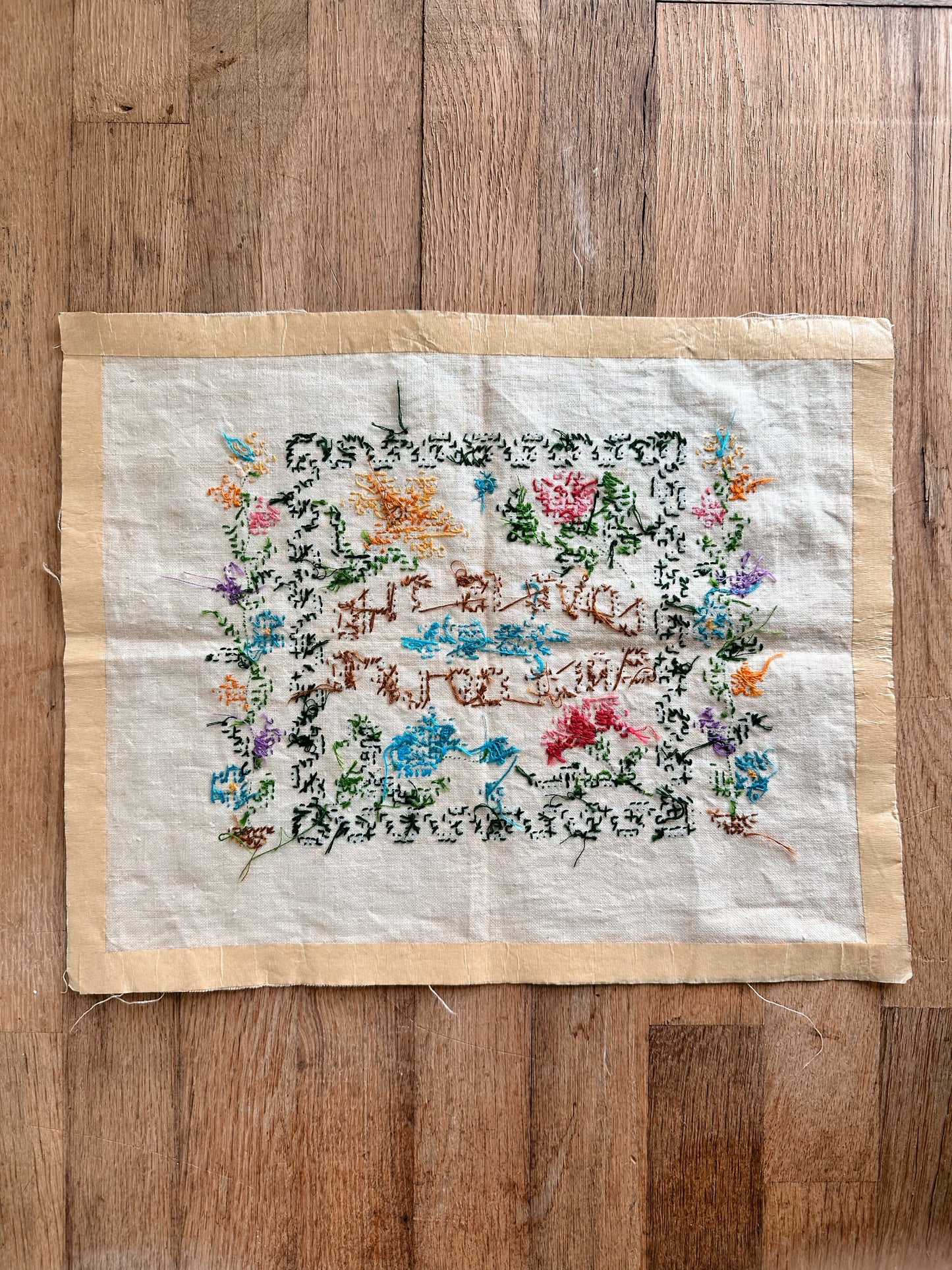 Vintage Cross Stitch on Linen