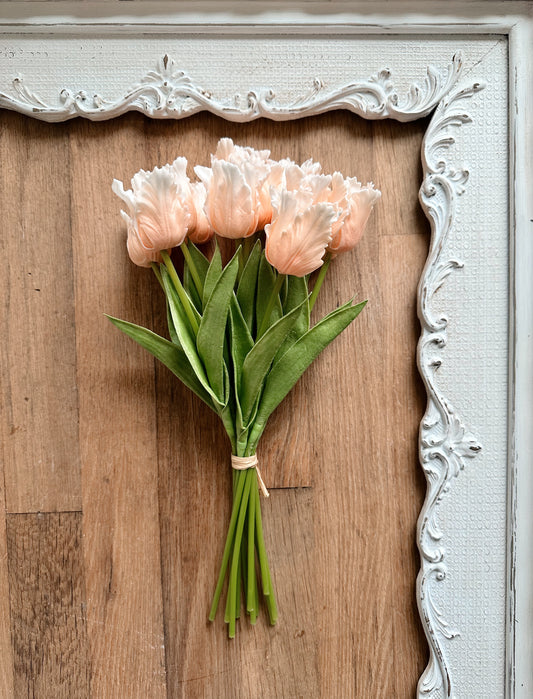 Real Touch Parrot Tulips, Light Peach